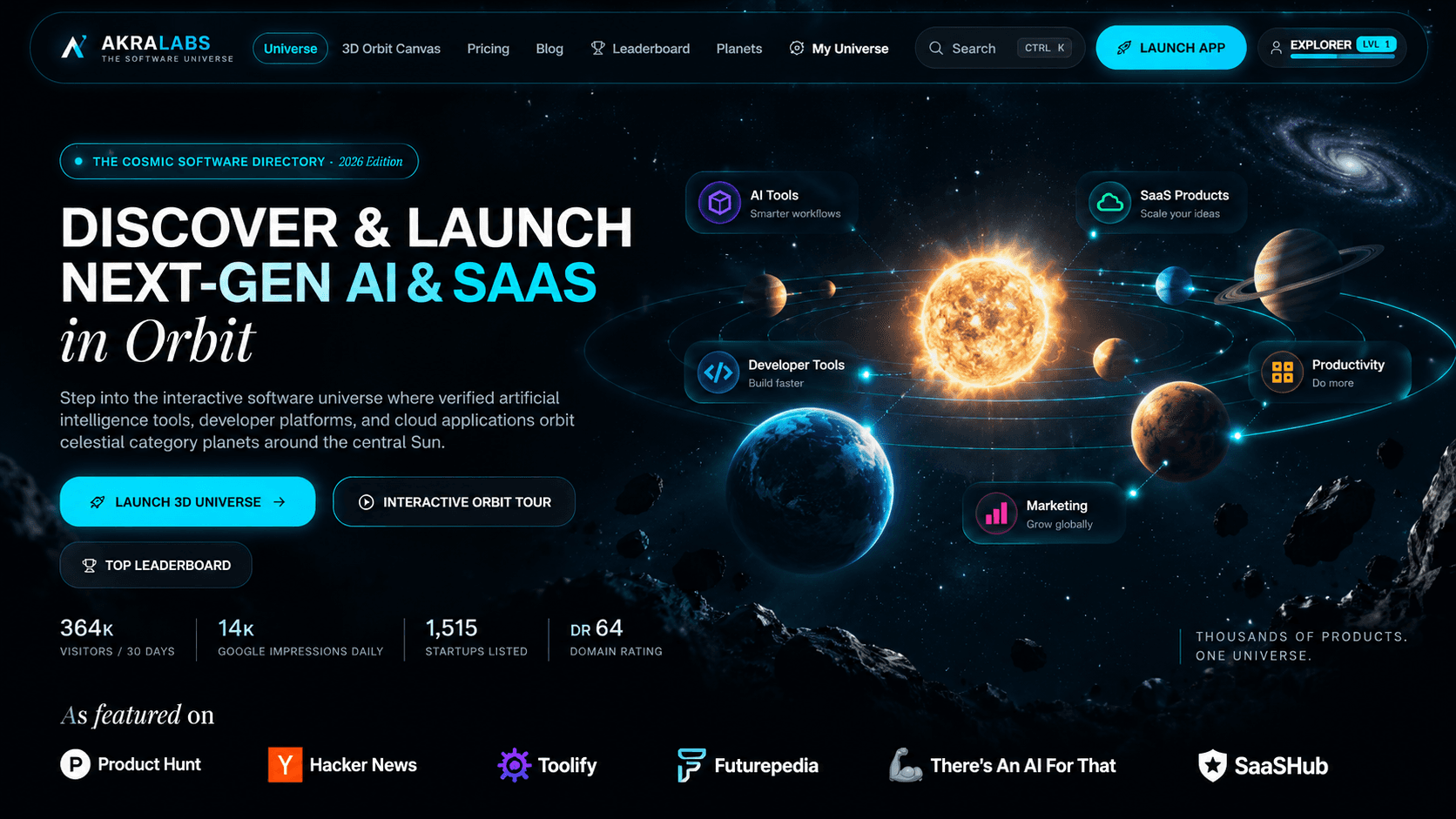 AkraLabs - Software Universe product preview for startup listing on Aura++