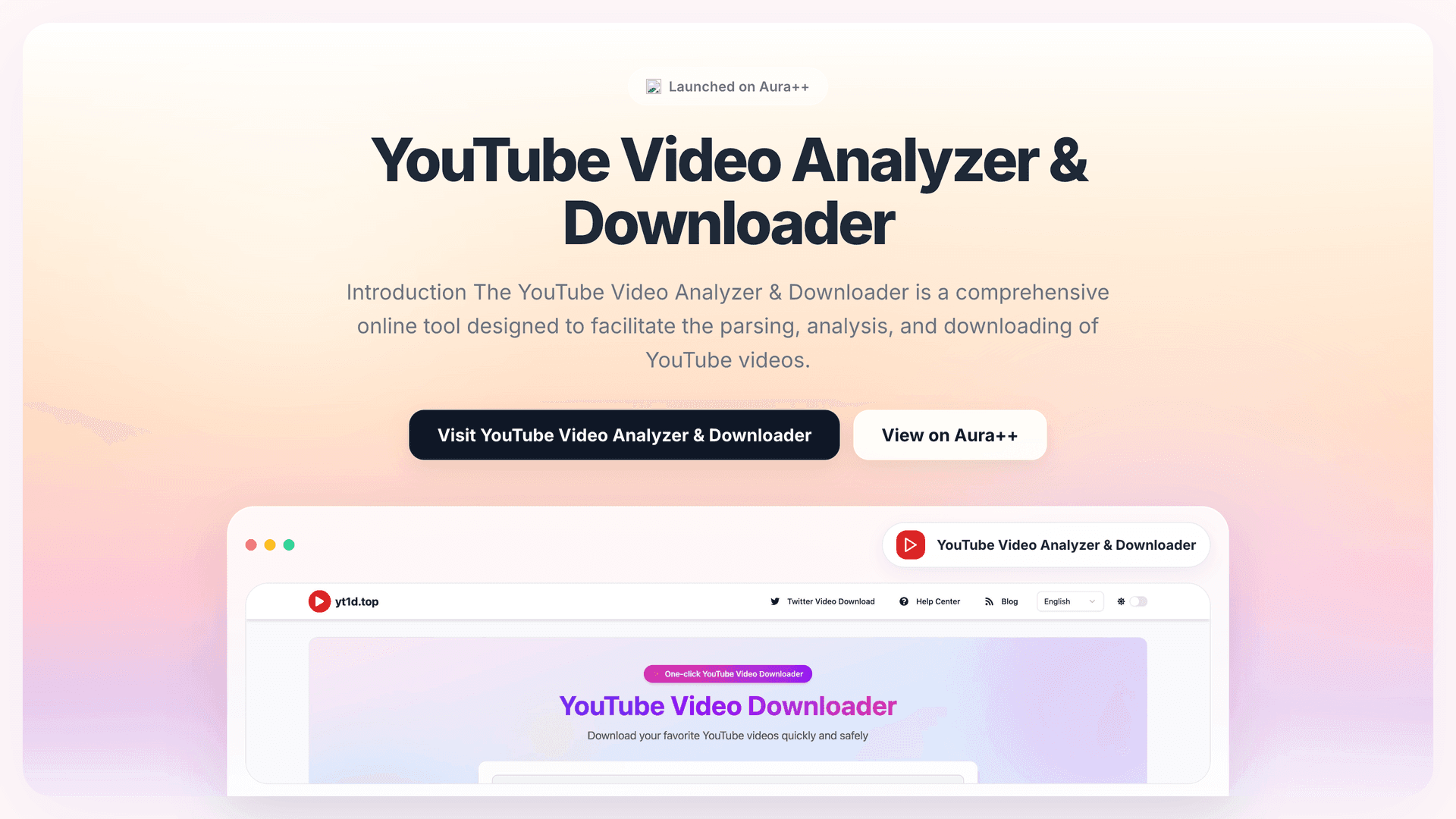 YouTube Video Analyzer & Downloader launch story featured image on Aura++