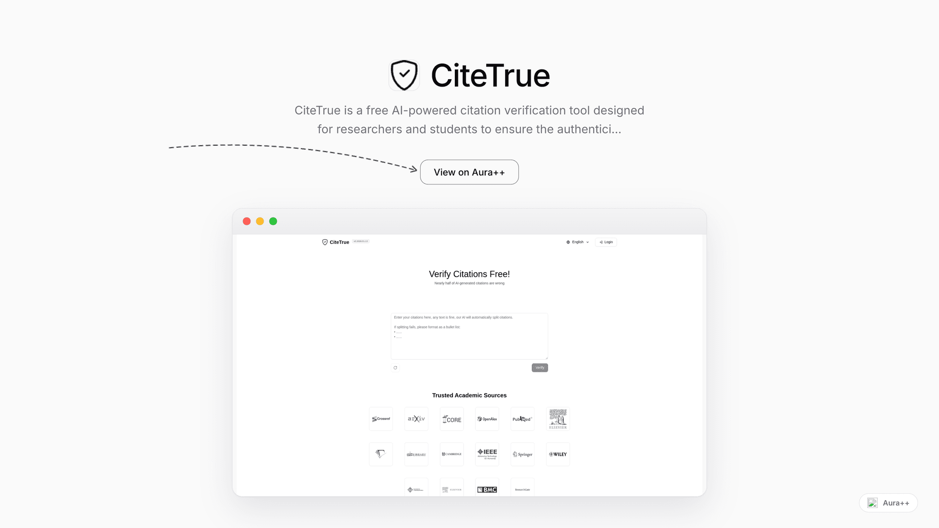 CiteTrue launch story featured image on Aura++