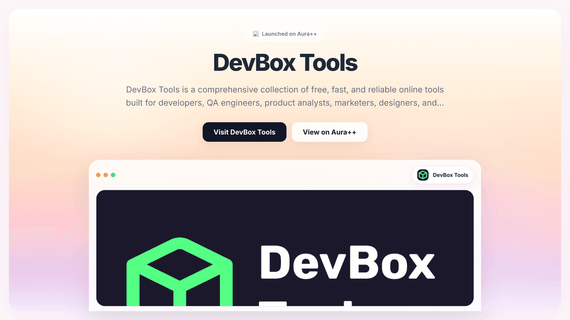 DevBox Tools  launch story featured image on Aura++