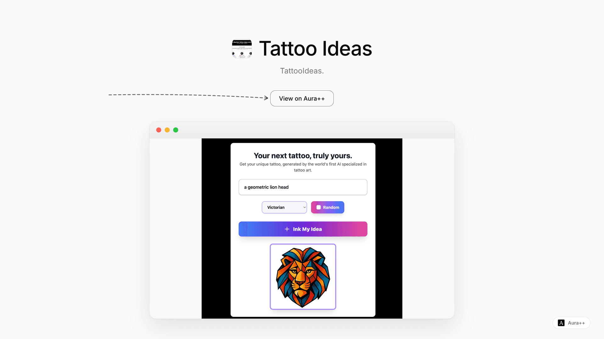 Tattoo Ideas launch story featured image on Aura++