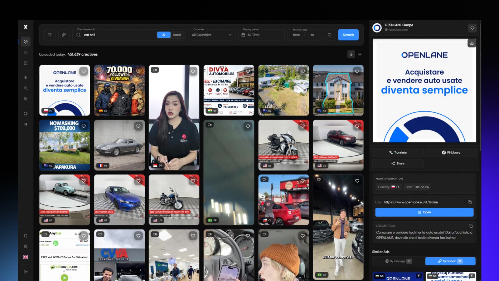 XSPY.CLOUD – AI Facebook Ads Spy Platform product preview for startup listing on Aura++