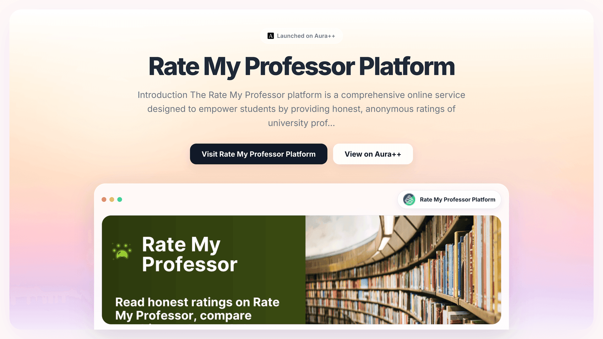 Rate My Professor Platform launch featured image on Aura++