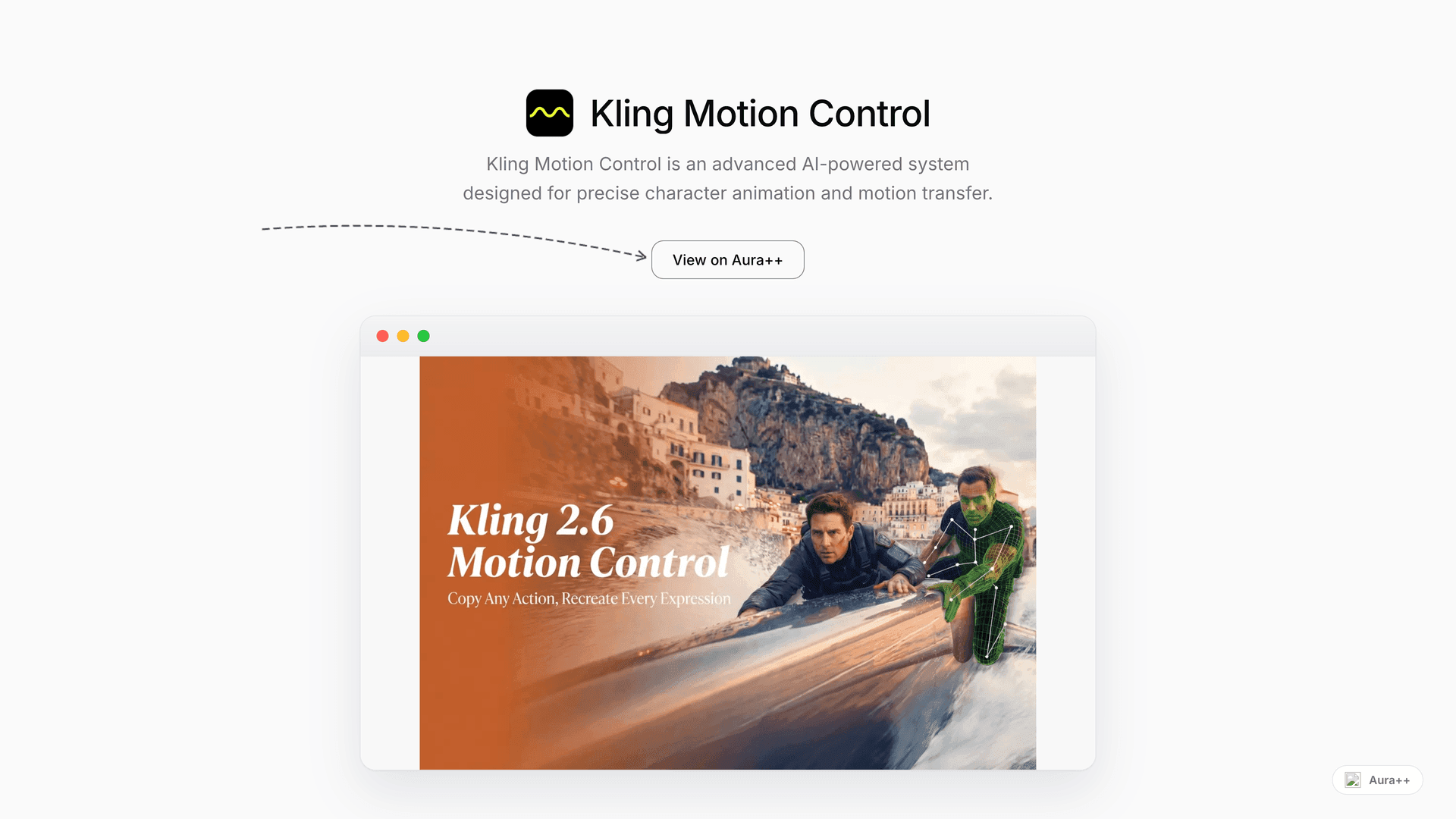 Kling Motion Control launch story featured image on Aura++
