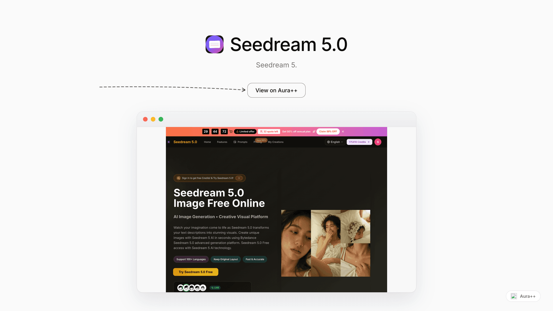 Seedream 5.0 launch story featured image on Aura++