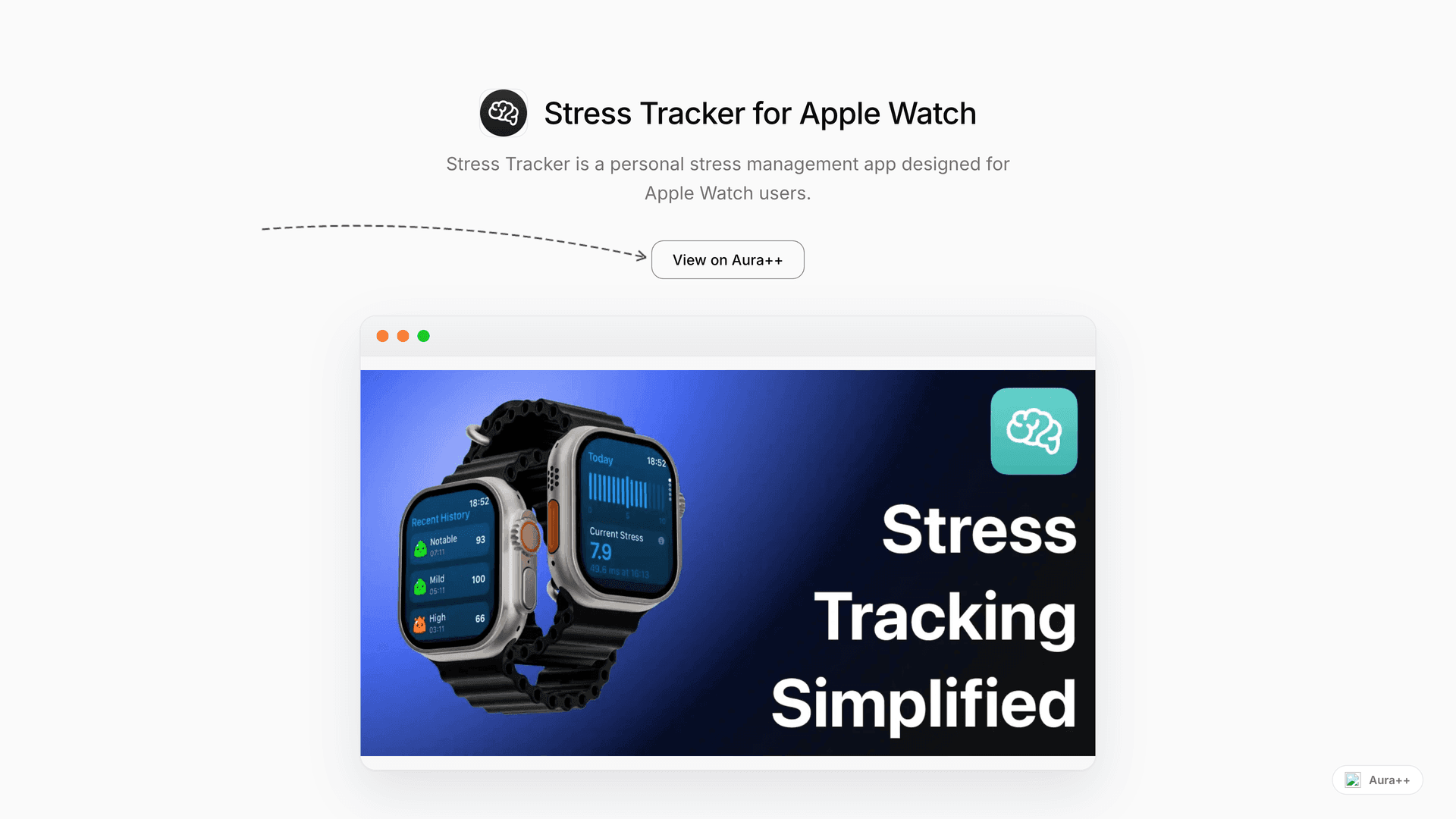 Stress Tracker for Apple Watch launch story featured image on Aura++