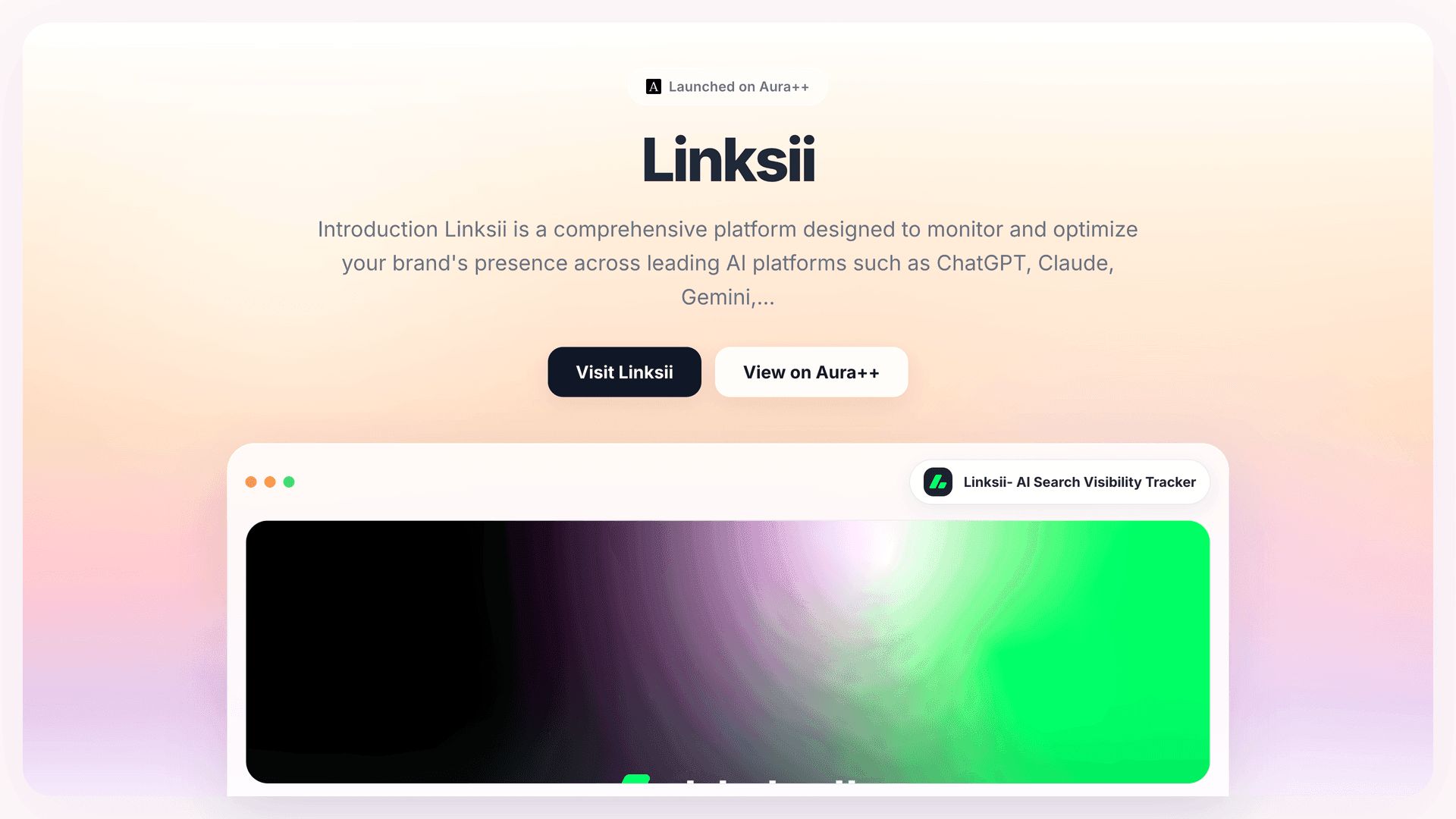 Linksii- AI Search Visibility Tracker launch story featured image on Aura++