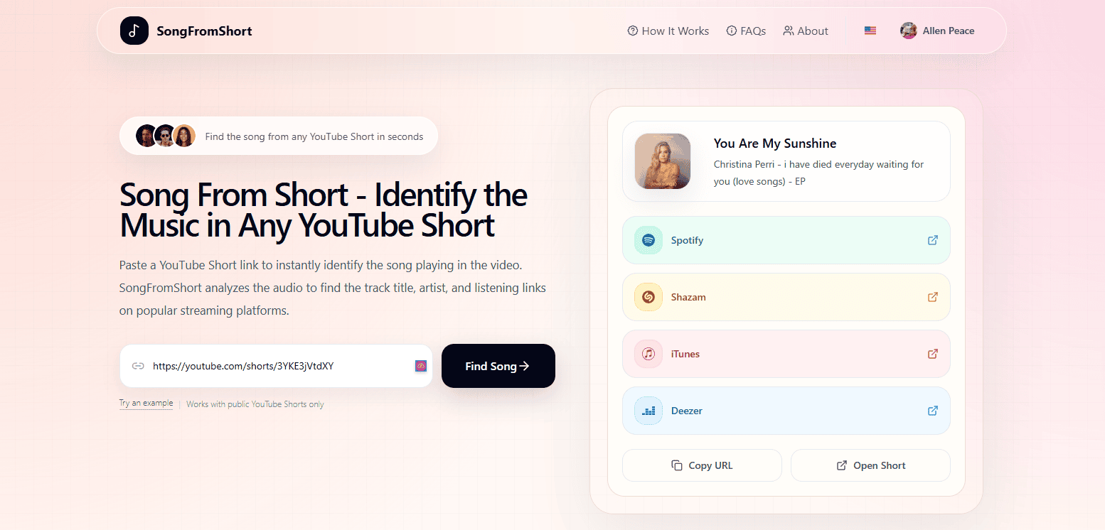 SongFromShort - Music ID for YouTube Shorts