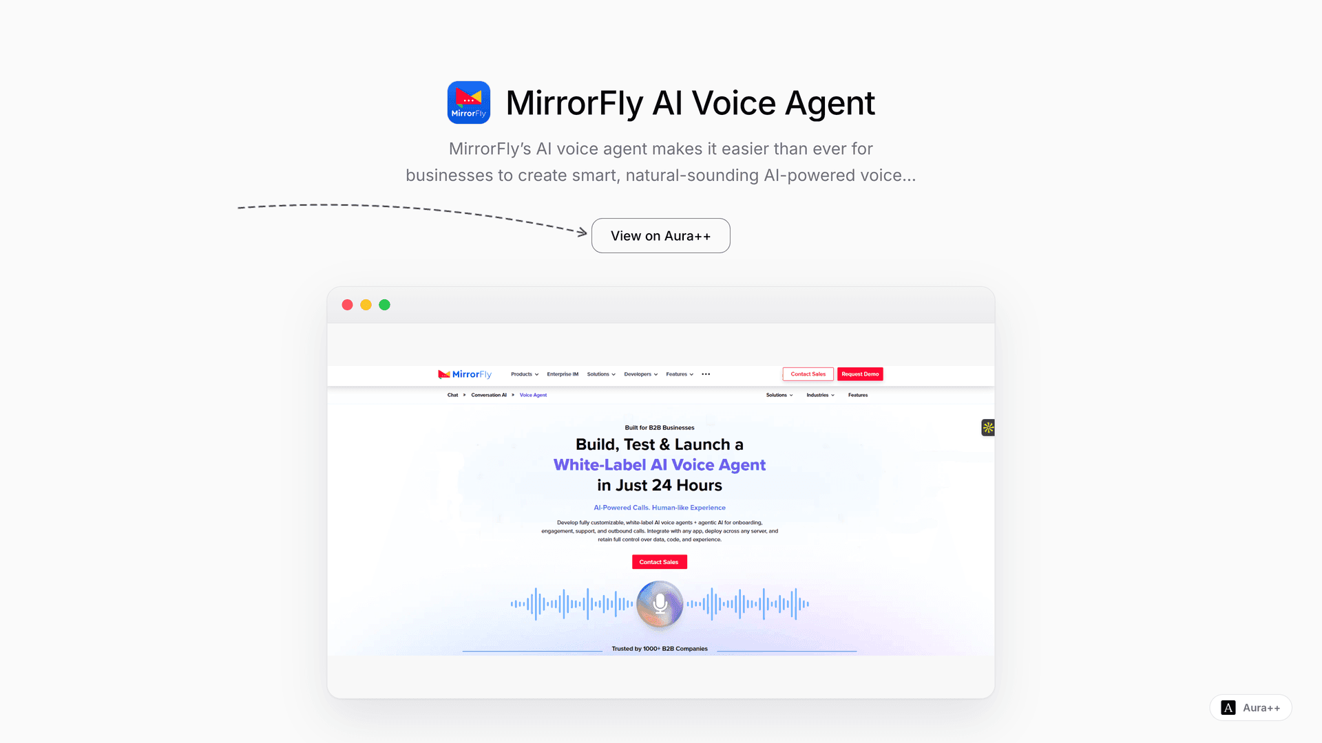 MirrorFly AI Voice Agent launch story featured image on Aura++