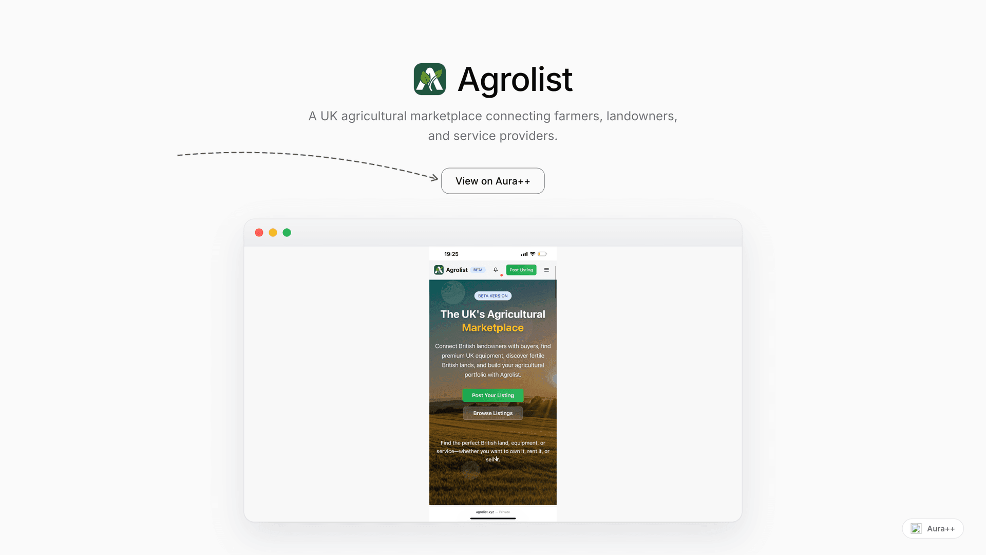 Agrolist launch story featured image on Aura++