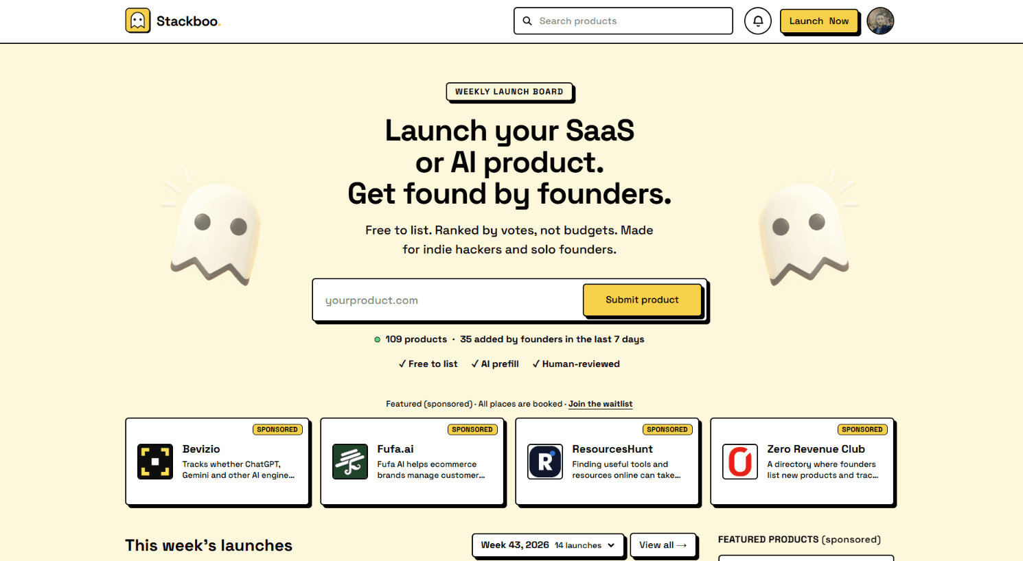 Stackboo product preview for startup listing on Aura++