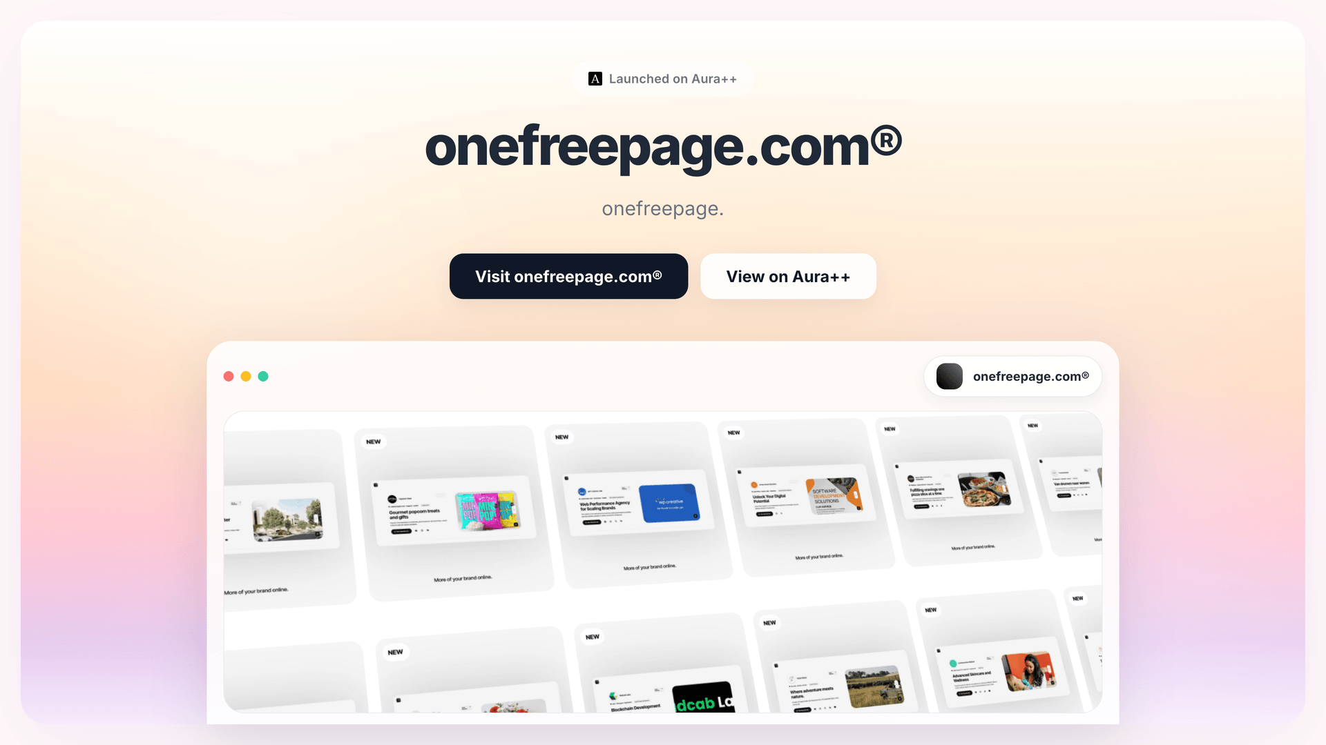 onefreepage.com® launch story featured image on Aura++