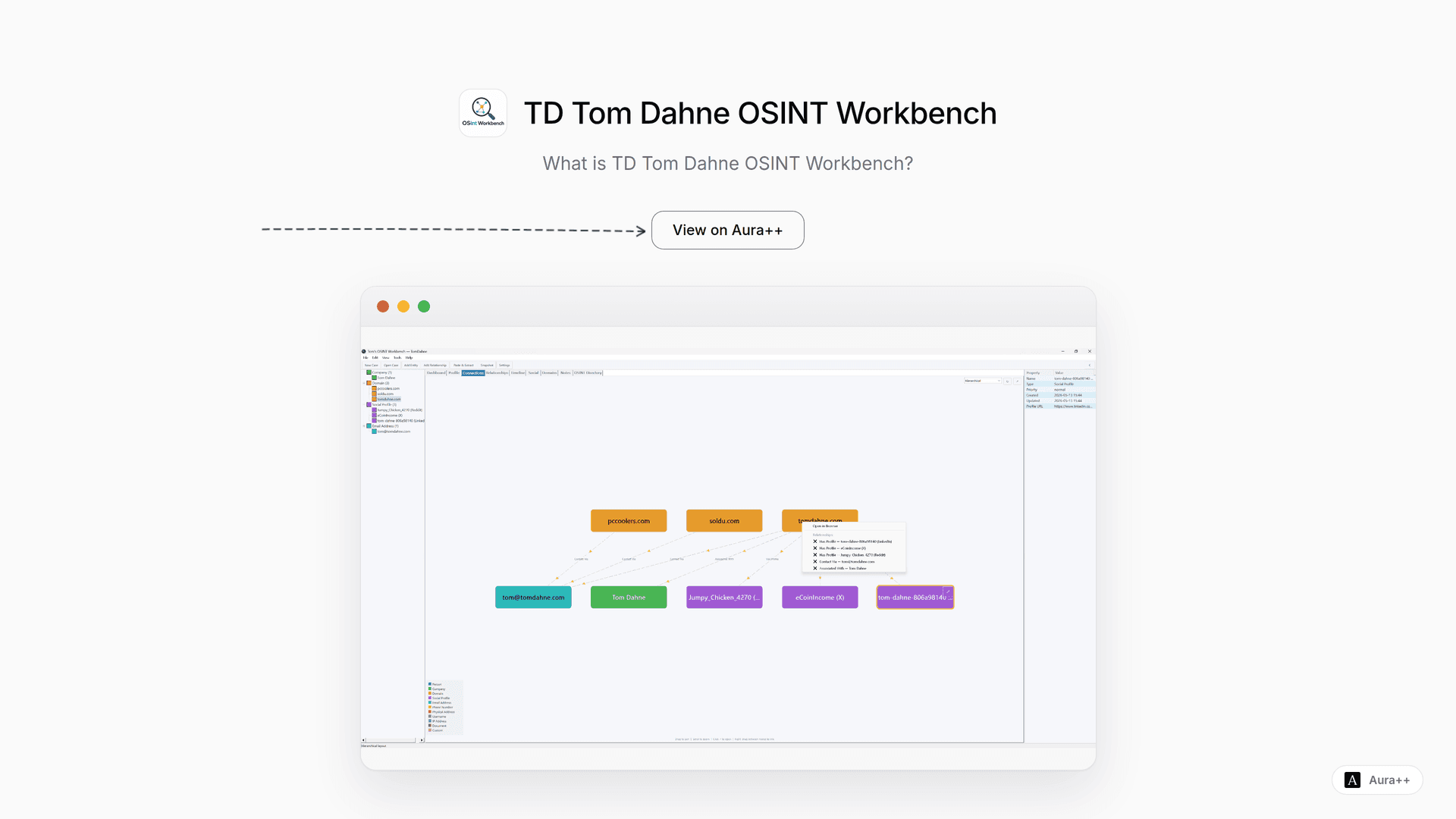 TD Tom Dahne OSINT Workbench launch story featured image on Aura++