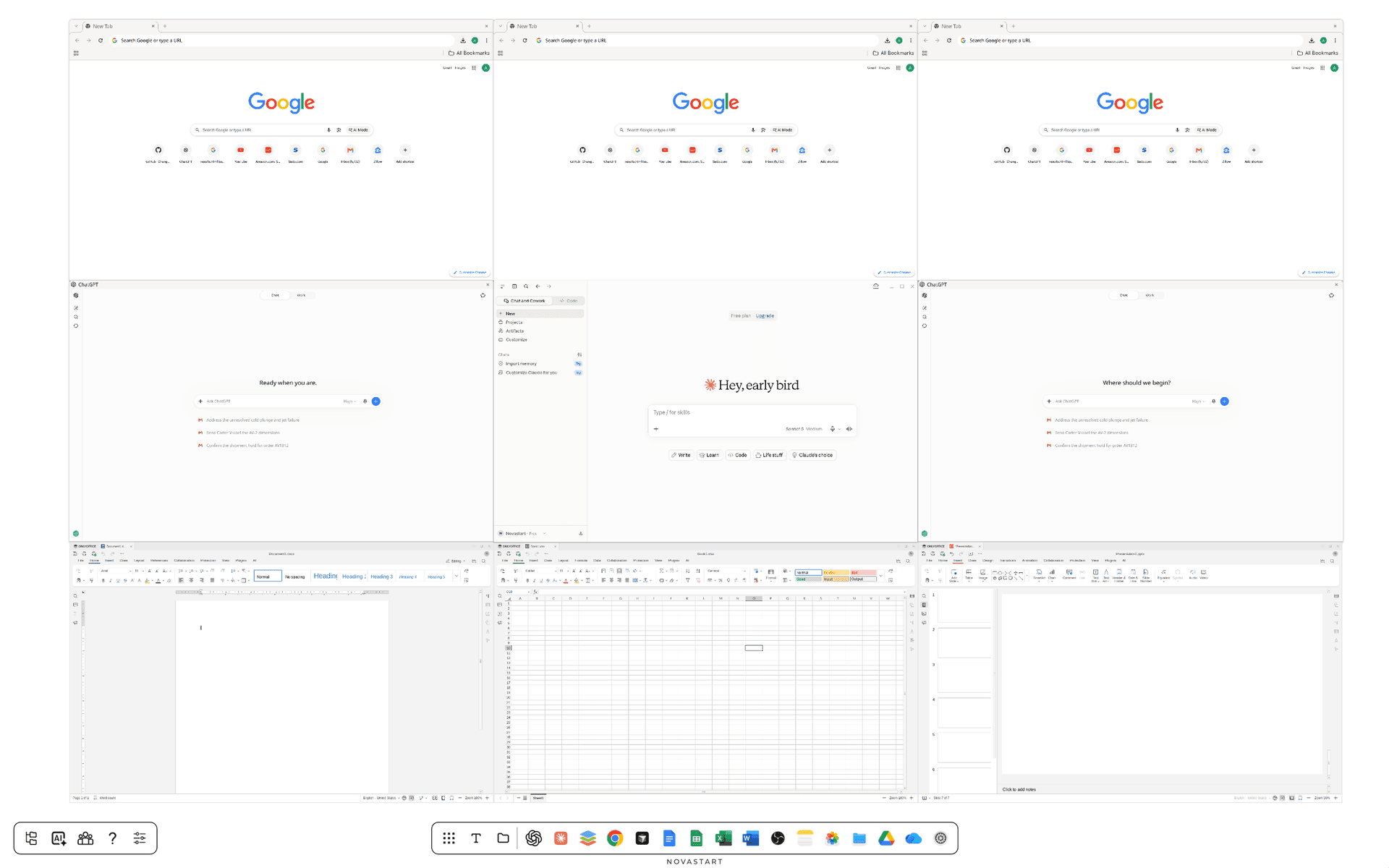 Novastart - The Infinite Canvas OS product preview for startup listing on Aura++