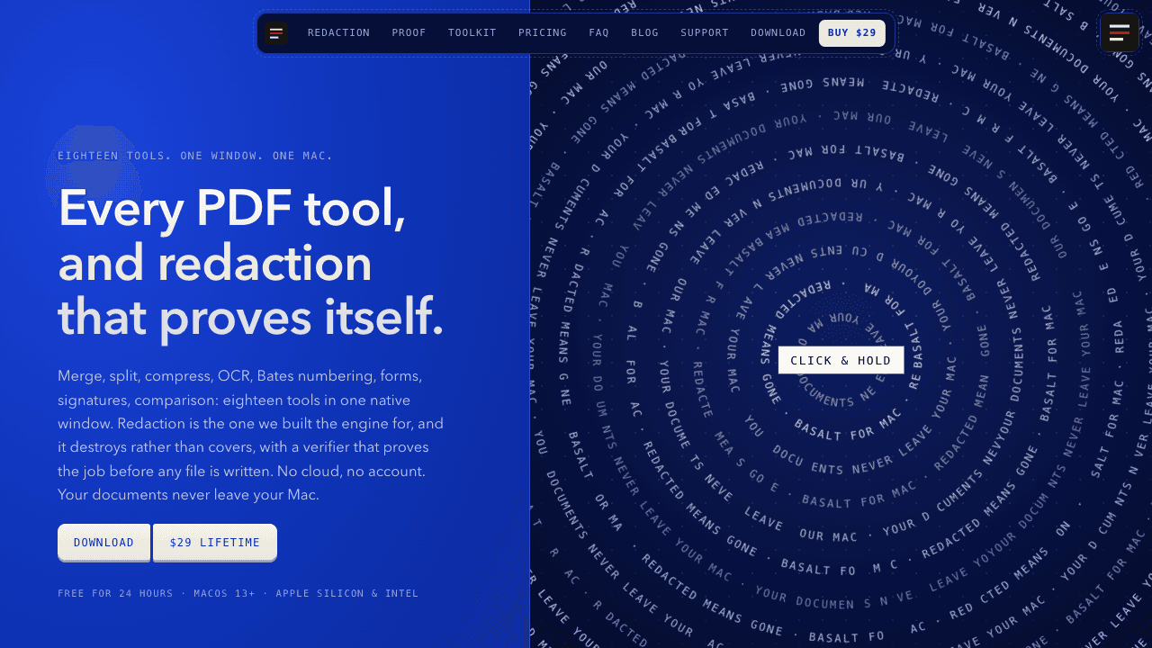 Basalt product preview for startup listing on Aura++