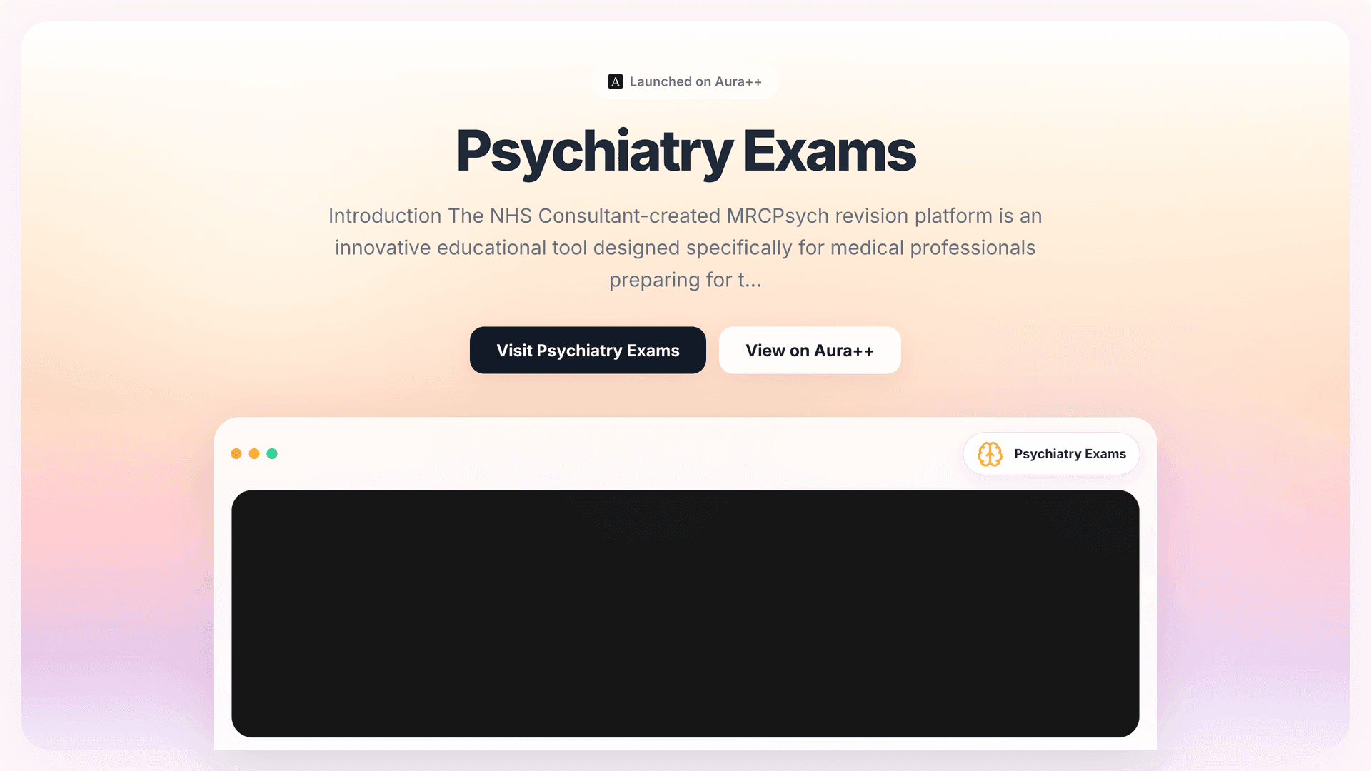 Psychiatry Exams launch story featured image on Aura++