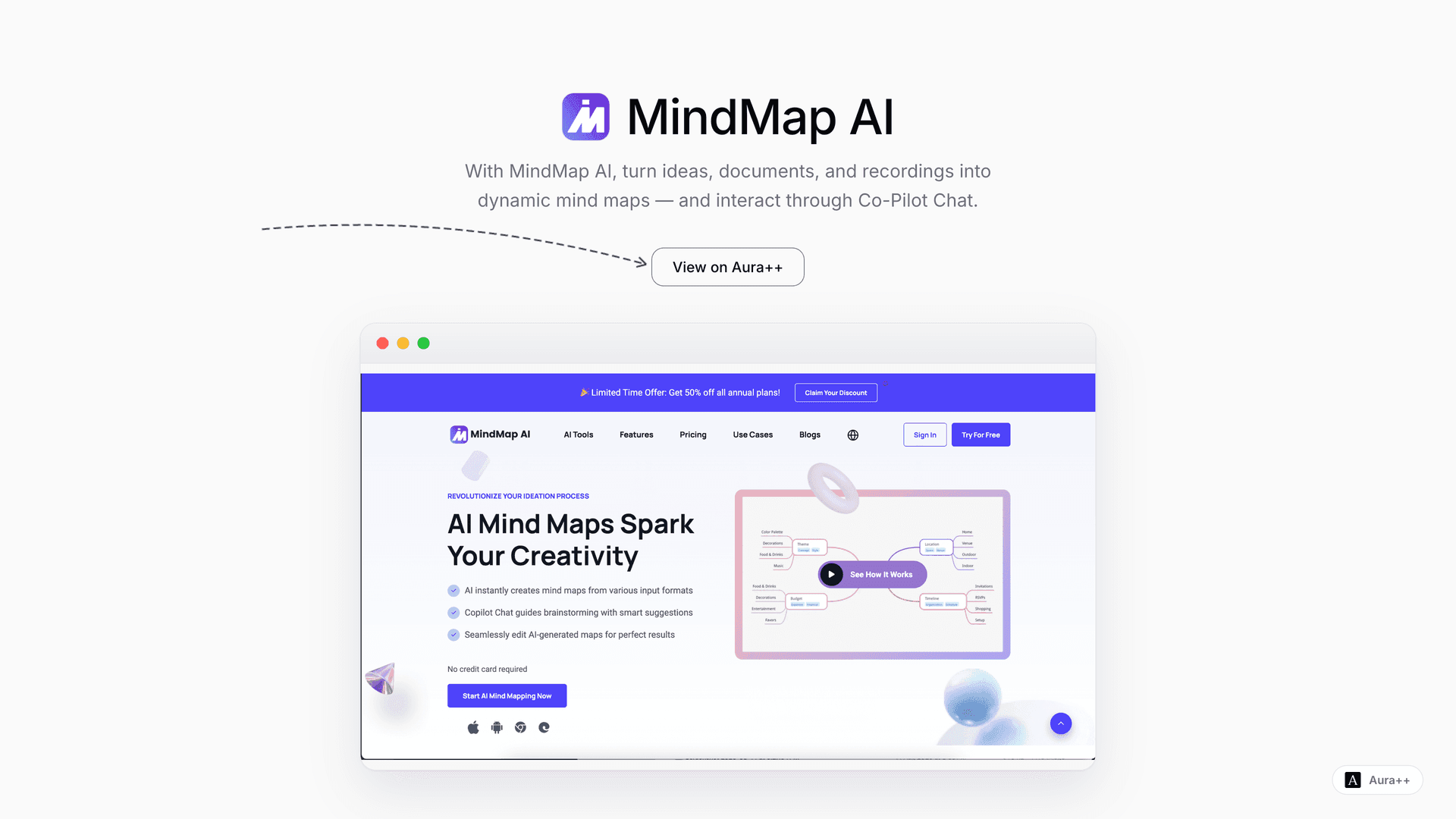 MindMap AI launch story featured image on Aura++