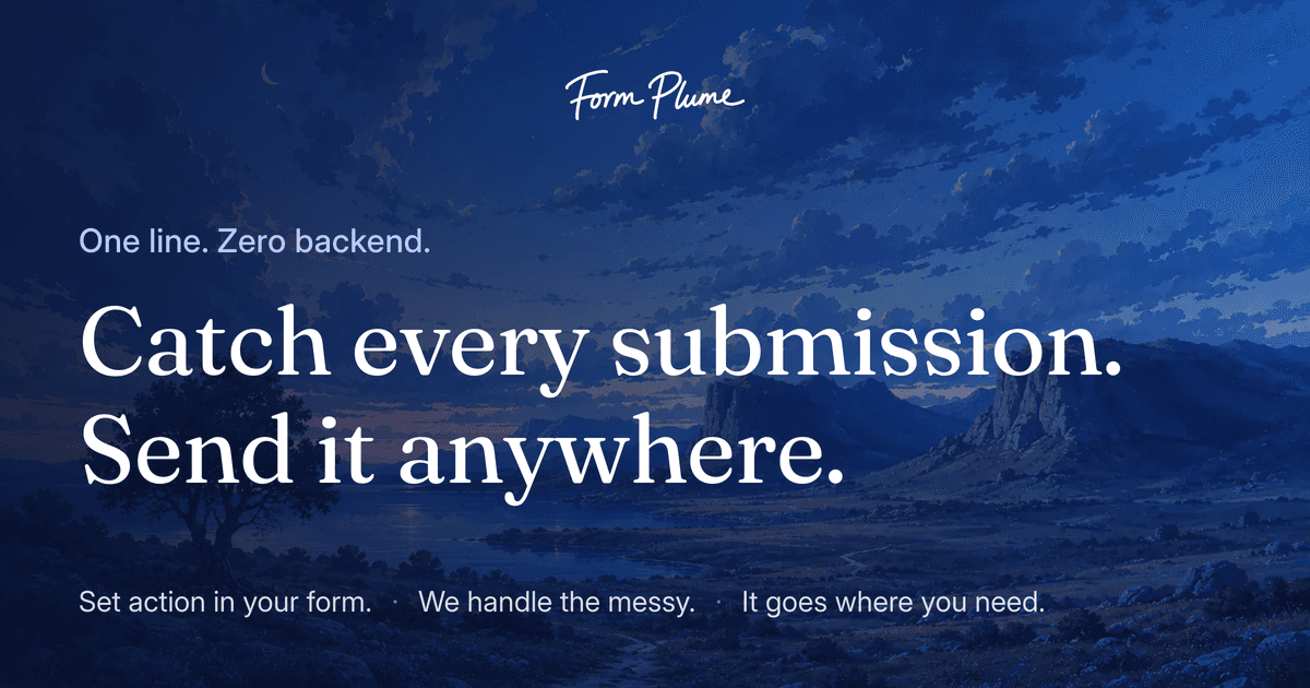 Form Plume - Zero Backend Forms product preview for startup listing on Aura++