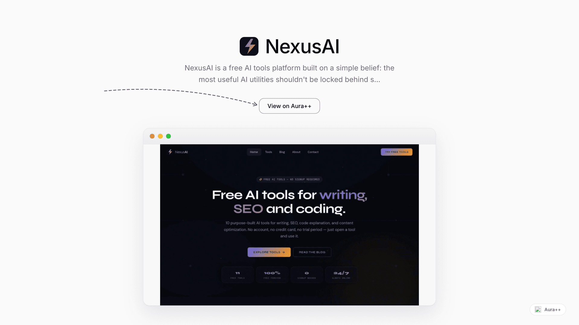 NexusAI launch featured image on Aura++