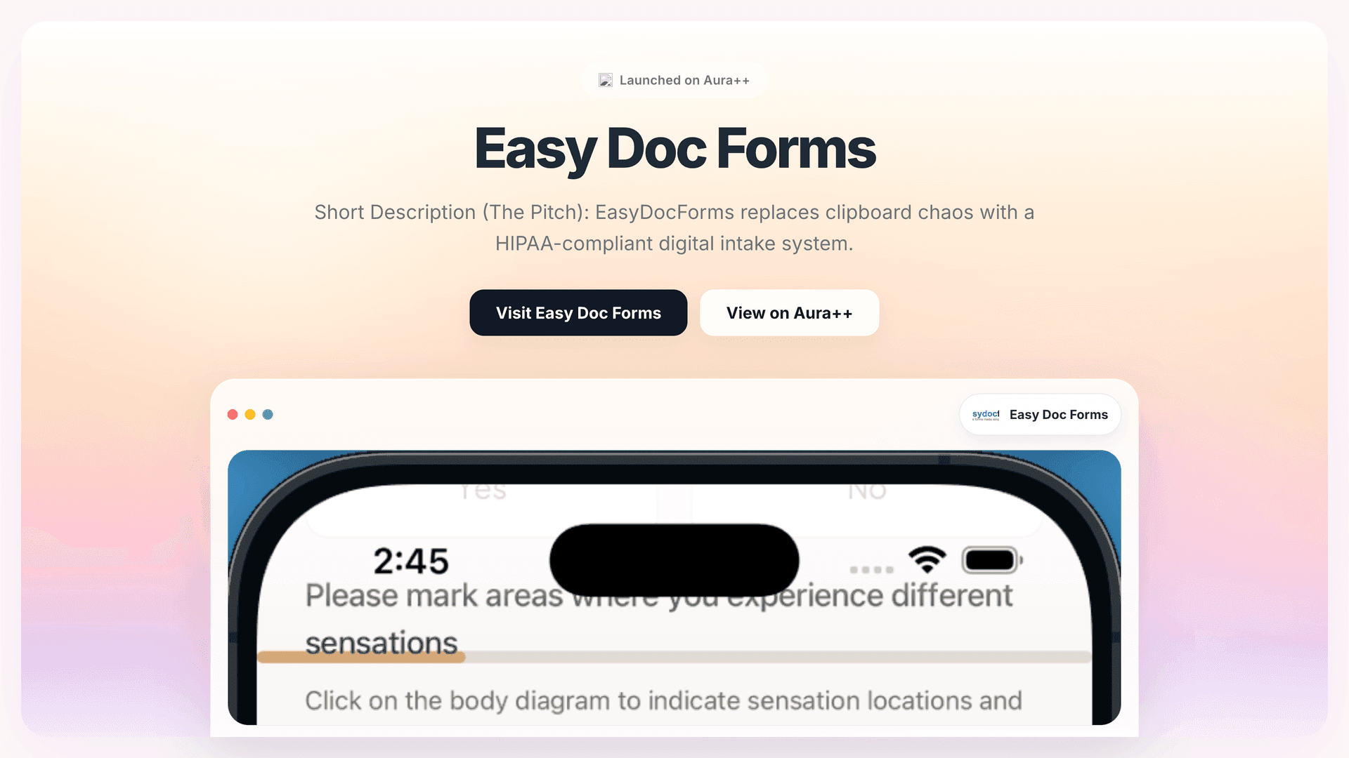 Easy Doc Forms launch featured image on Aura++