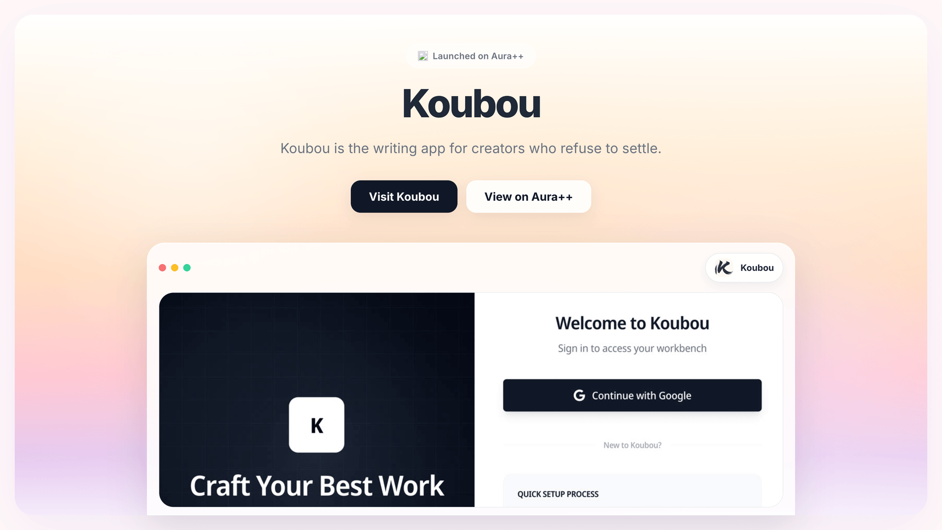 Koubou launch featured image on Aura++