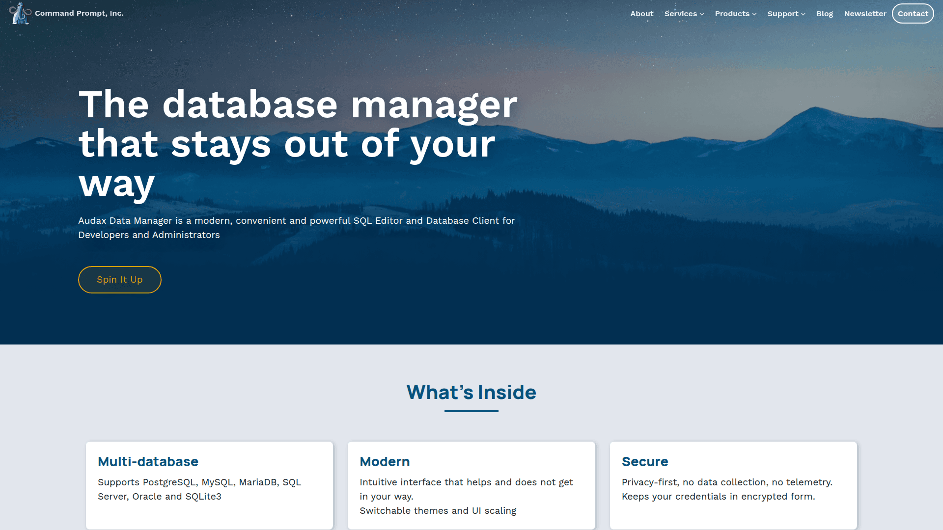Audax Data Manager product preview for startup listing on Aura++