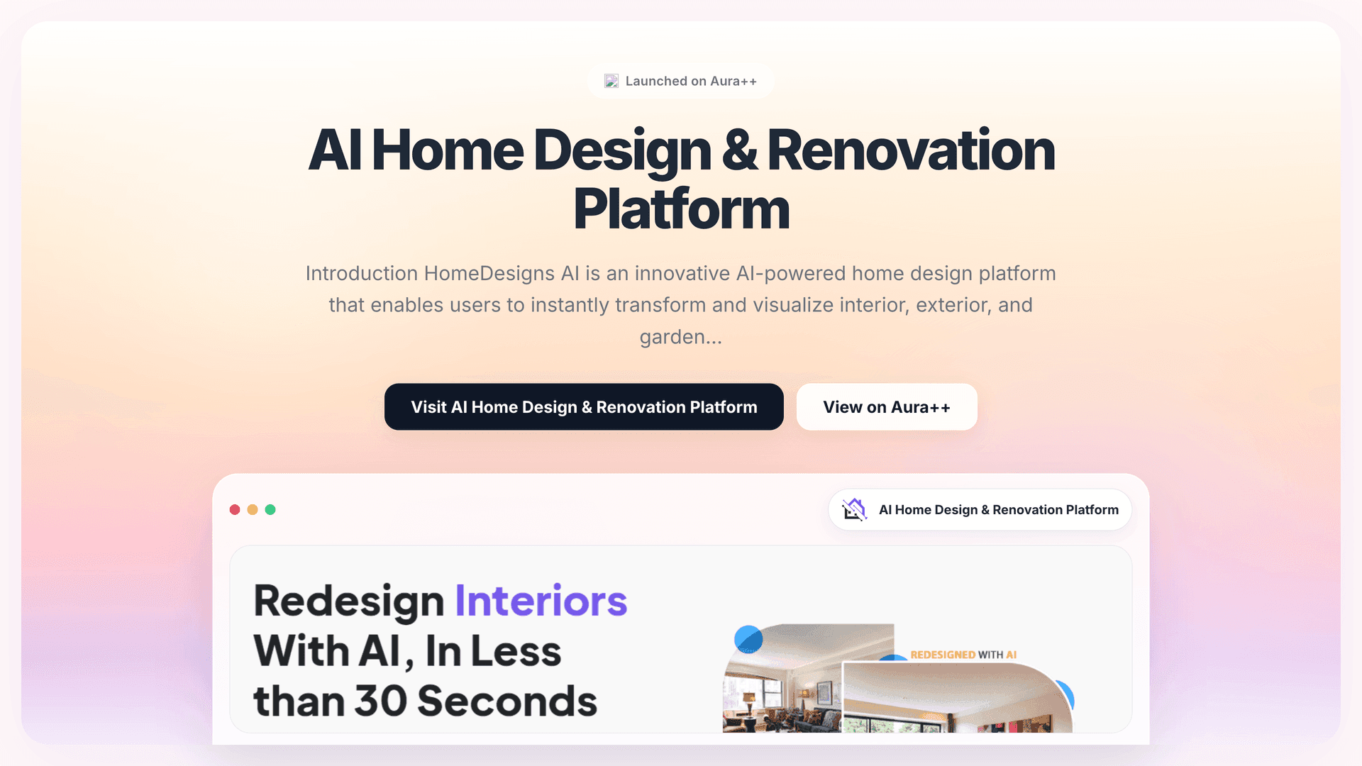 AI Home Design & Renovation Platform launch story featured image on Aura++