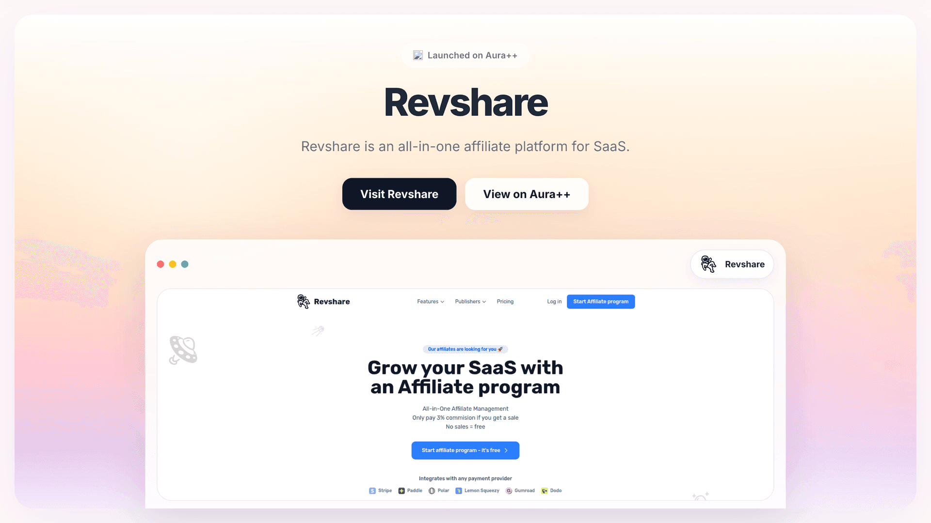 Revshare launch story featured image on Aura++