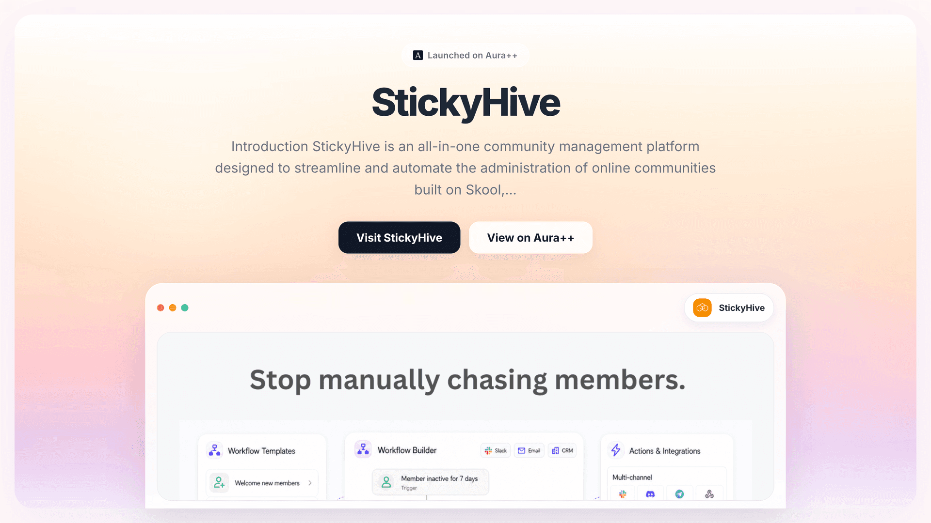 StickyHive launch story featured image on Aura++