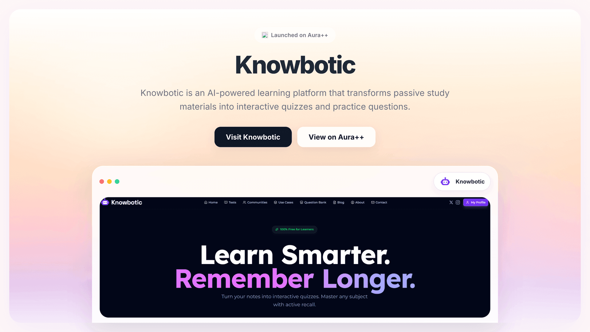 Knowbotic launch featured image on Aura++