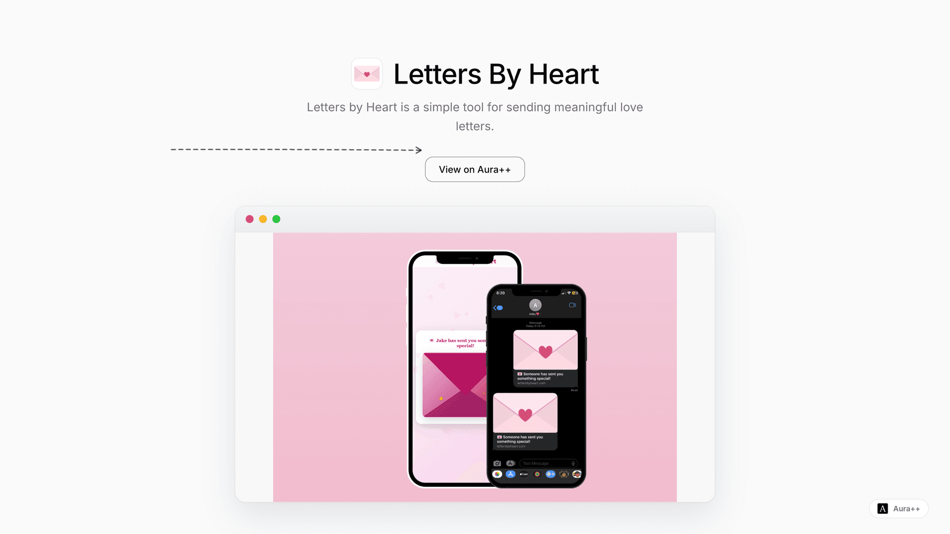 Letters By Heart launch story featured image on Aura++