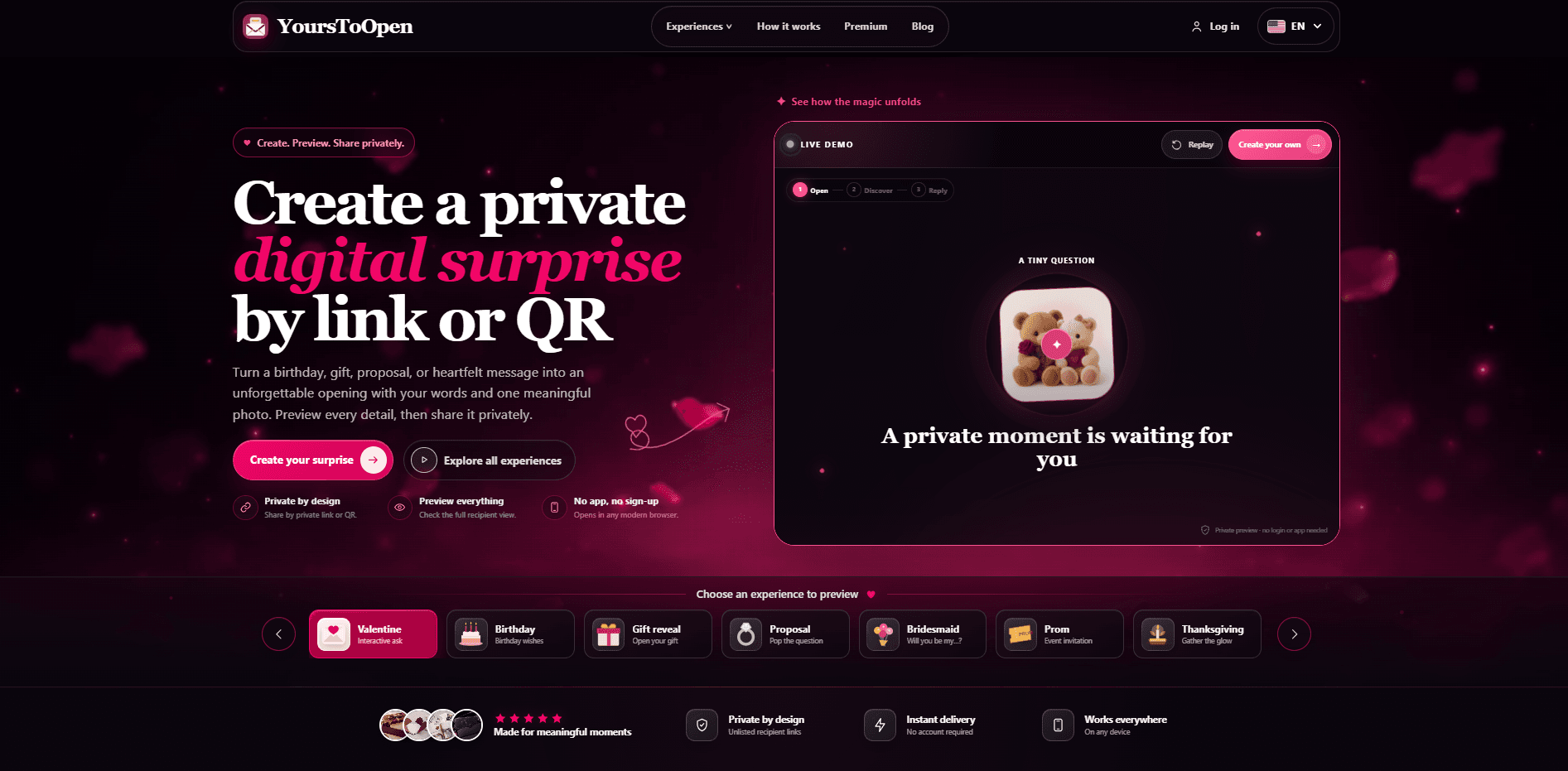 YoursToOpen product preview for startup listing on Aura++