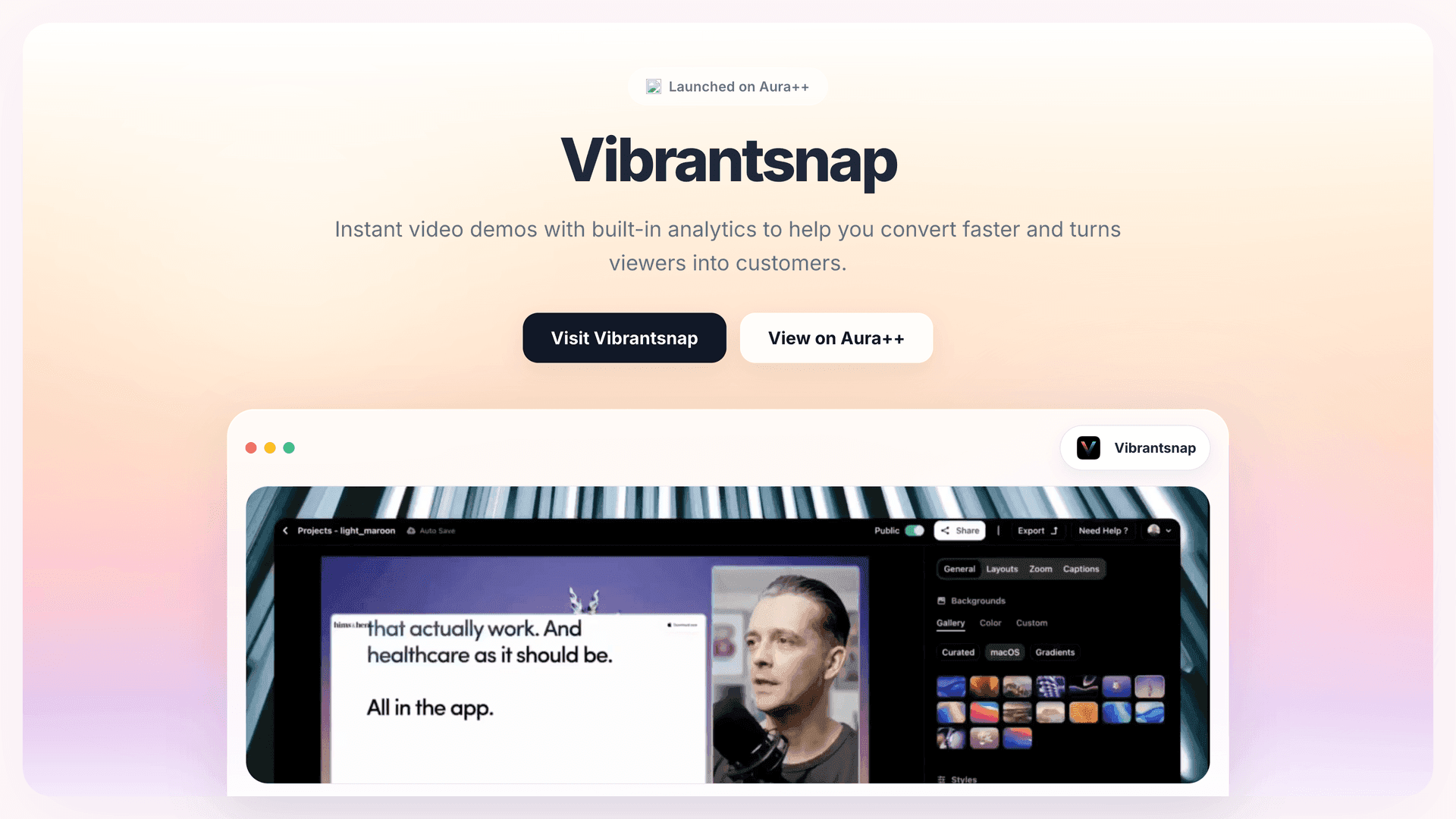 Vibrantsnap launch story featured image on Aura++