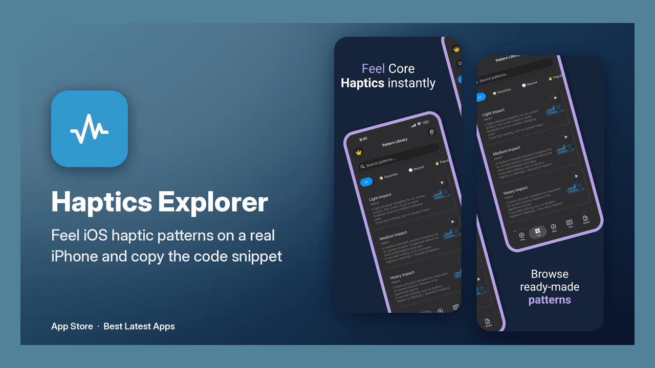 Haptics Explorer product preview for startup listing on Aura++