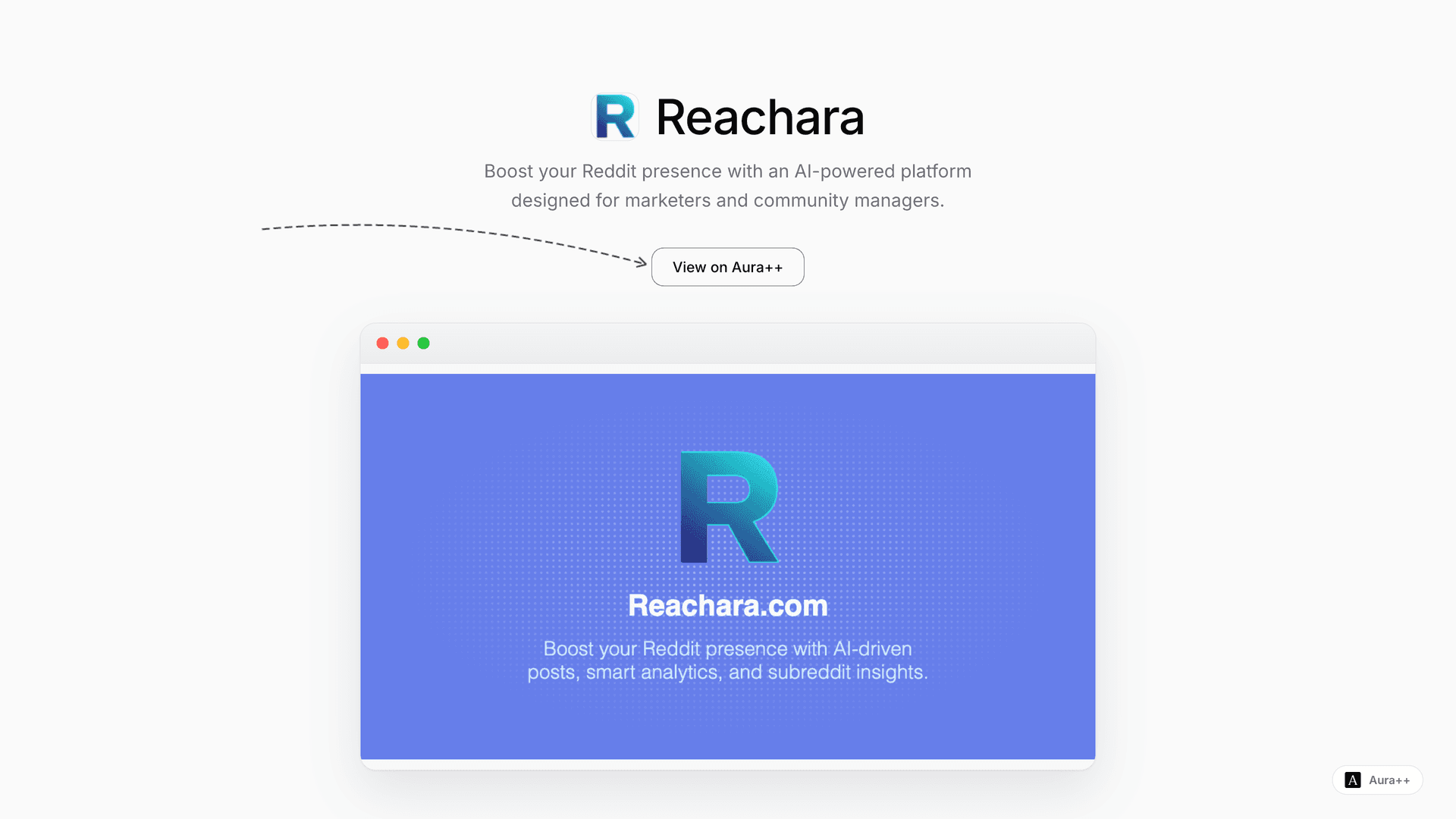 Reachara launch featured image on Aura++