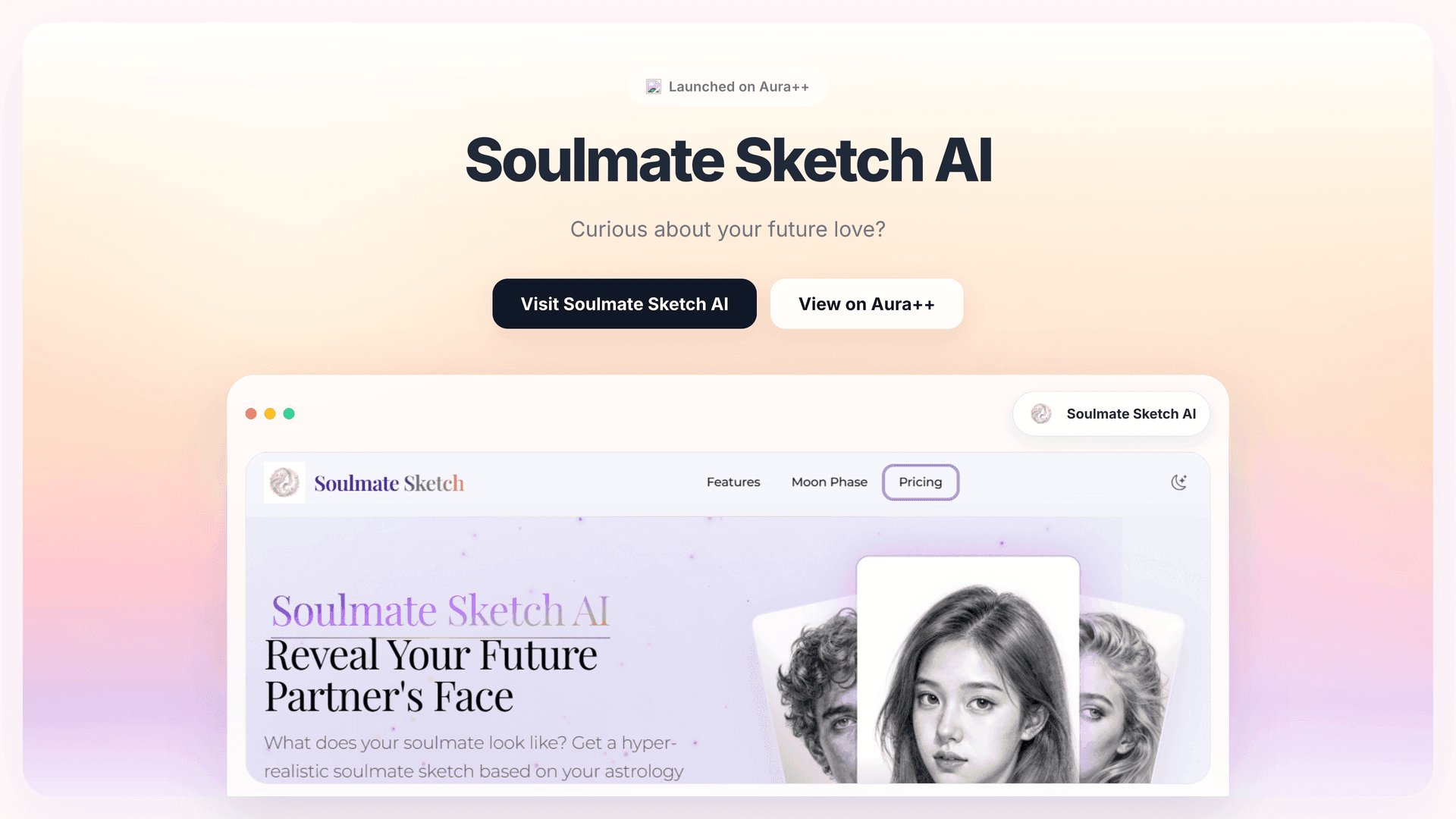 Soulmate Sketch AI launch story featured image on Aura++