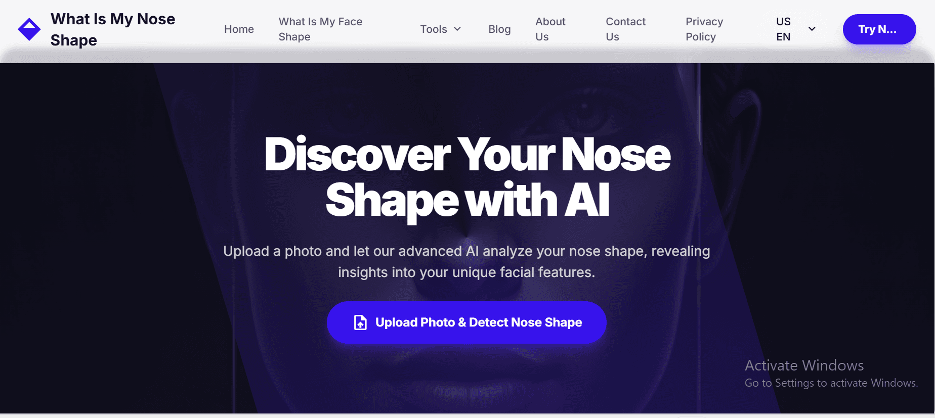 whatismynoseshape product preview for startup listing on Aura++