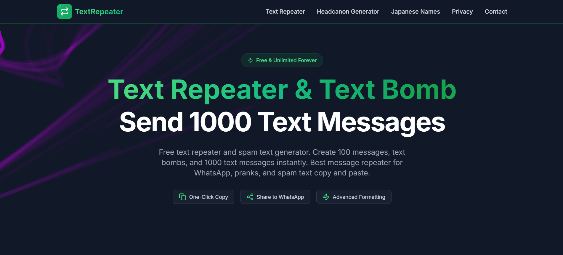 Text & Emoji Repeater & Bomber Tool product preview for startup listing on Aura++
