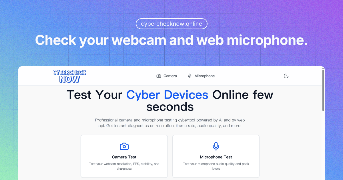 CyberCheck Webcam & Mic Tester - Product Image