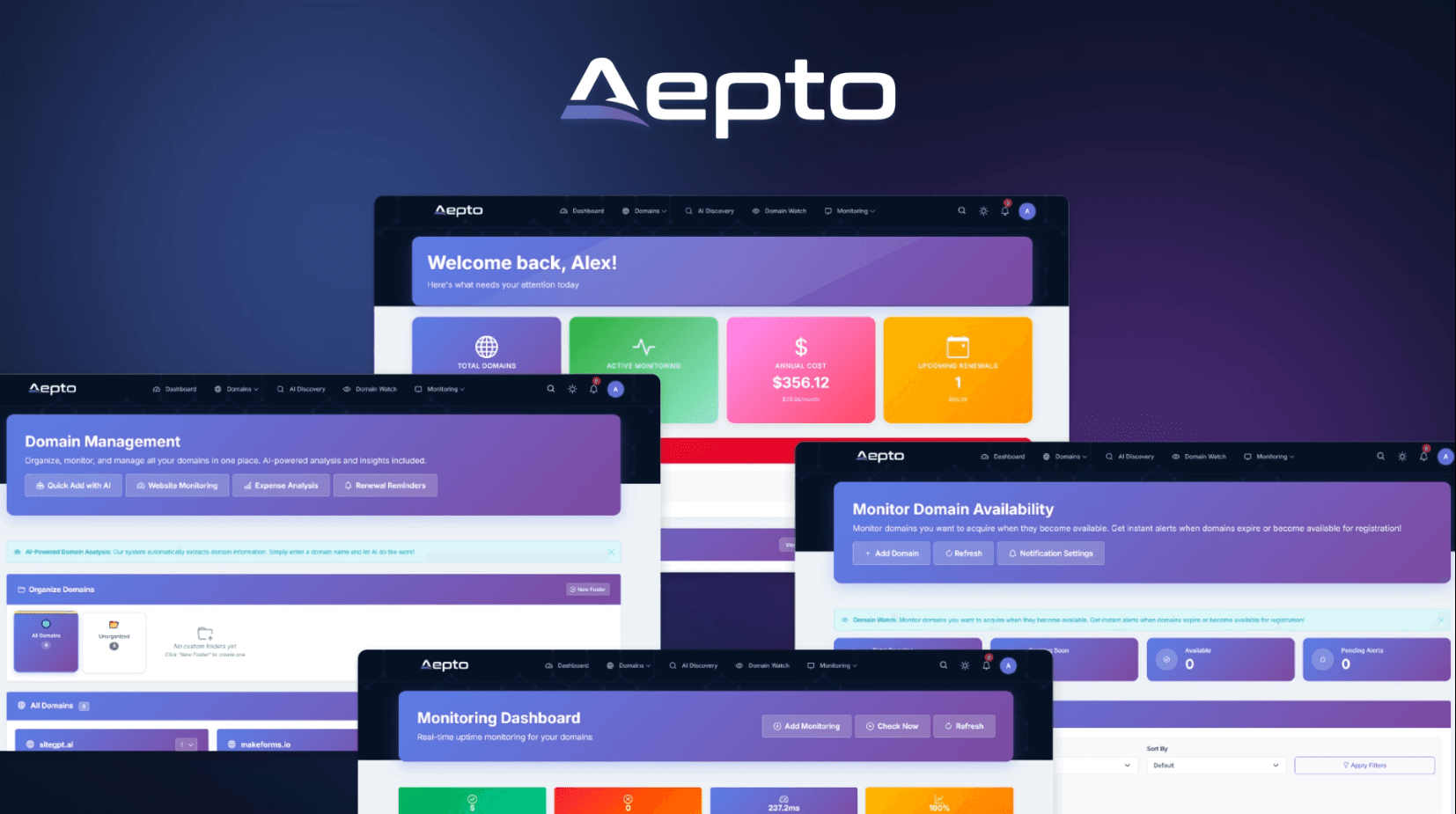 Aepto AI Domain Monitoring Platform - Product Image
