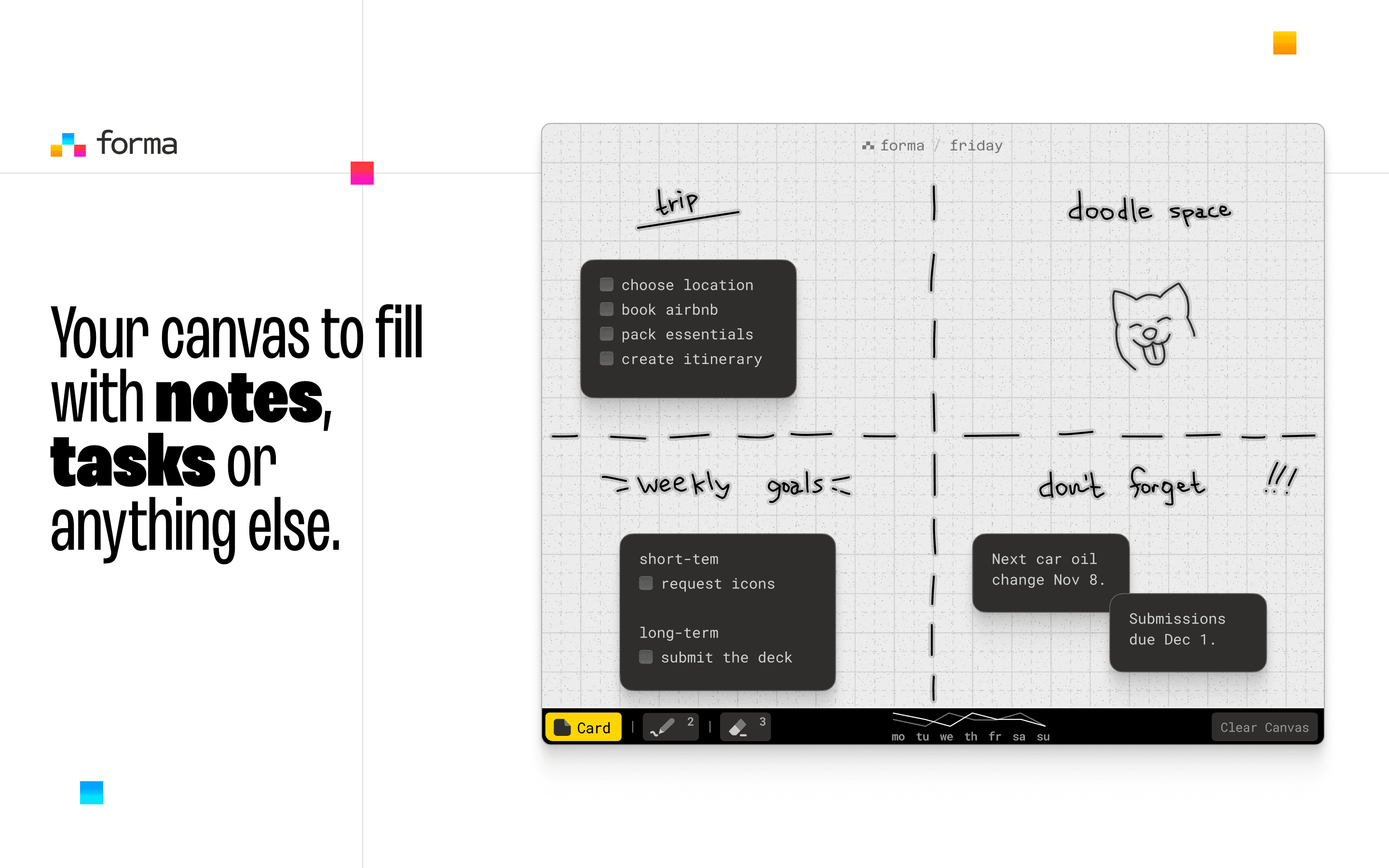 Forma – tasks & notes on a canvas