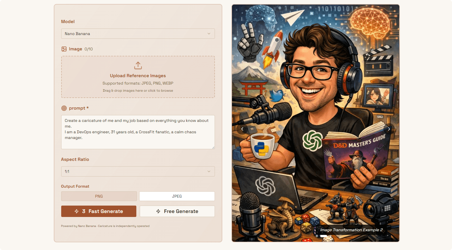 Caricature AI Studio   product preview for startup listing on Aura++