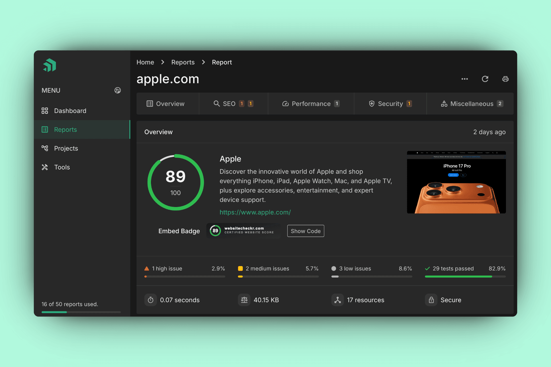 WebsiteCheckr - Website Performance & Security Analysis