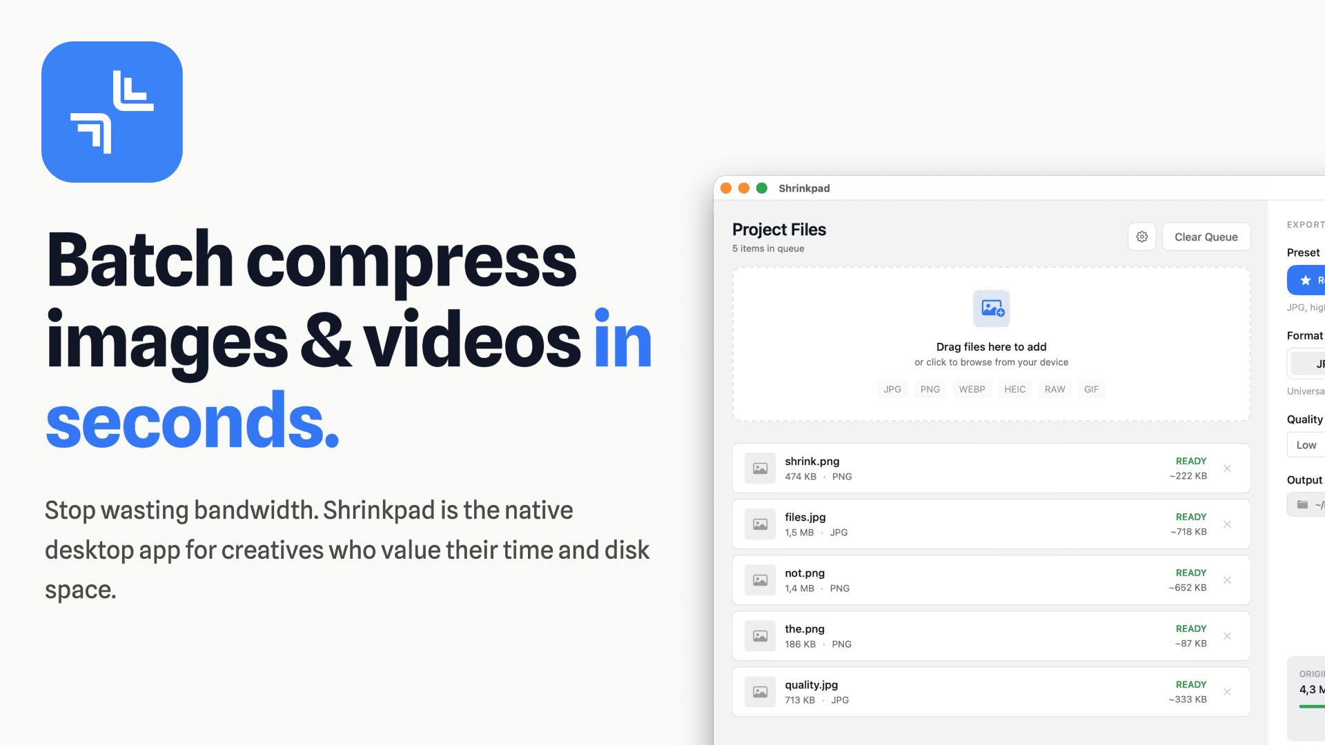 Shrinkpad - Fast Mac Asset Compressor - Product Image
