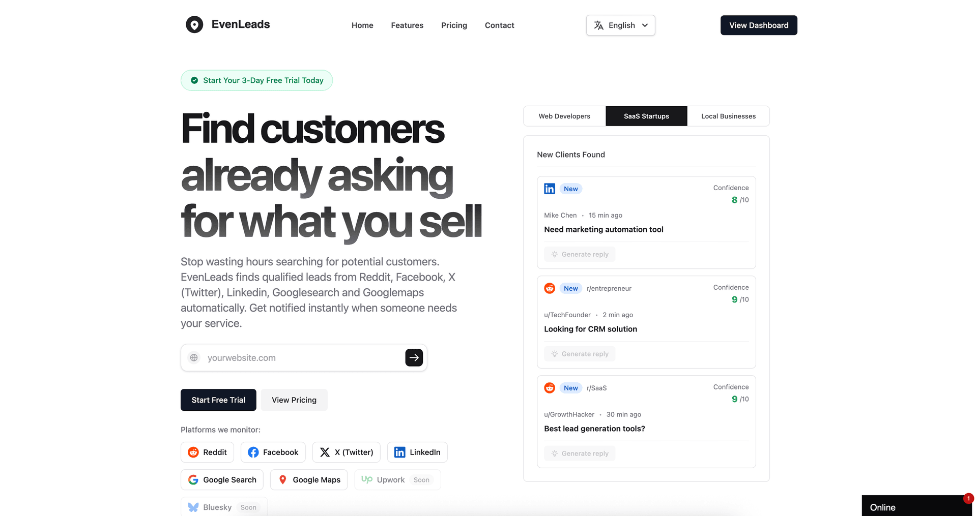 EvenLeads - Find customers automatically - Product Image