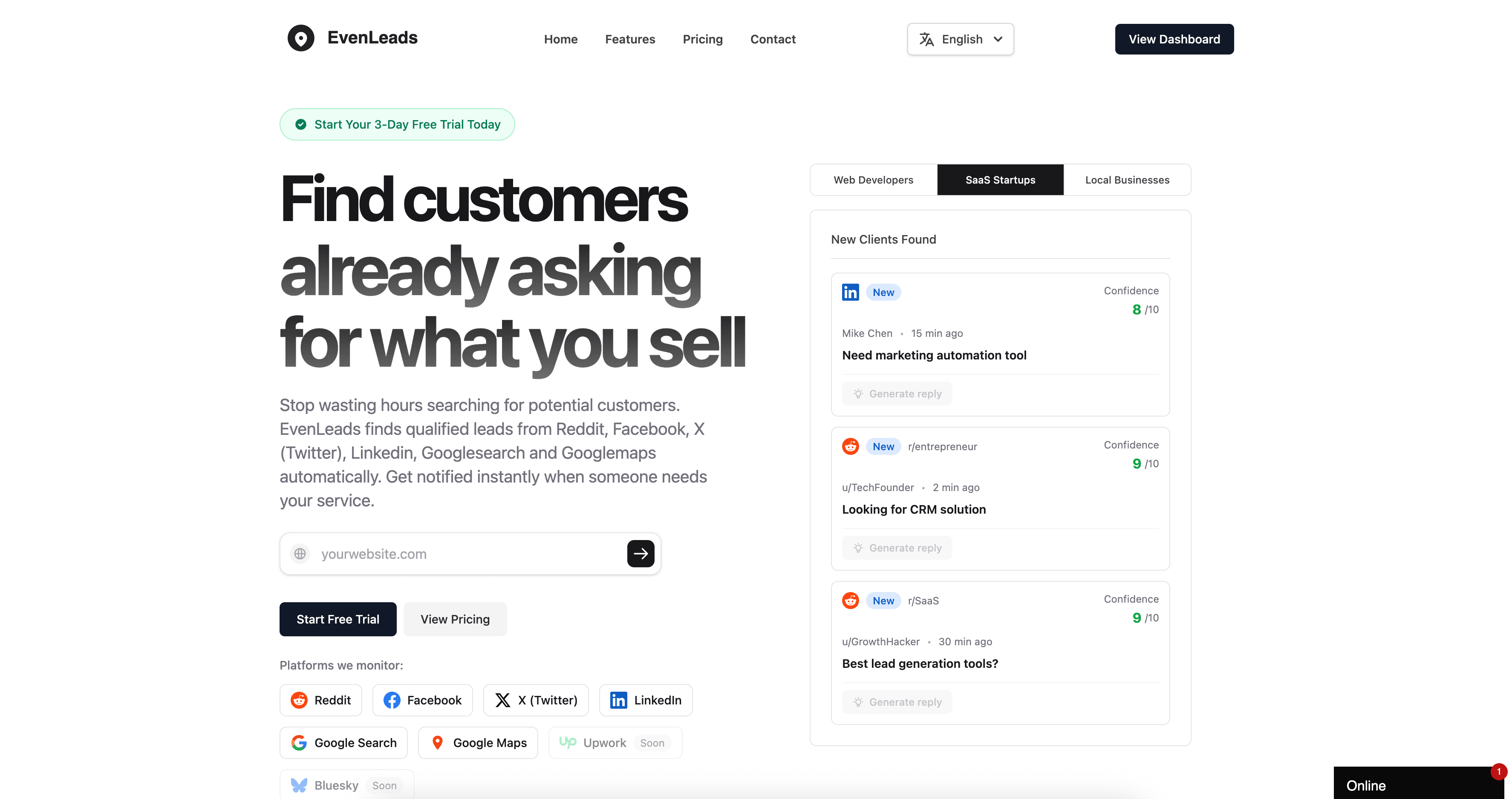 EvenLeads - Find customers automatically