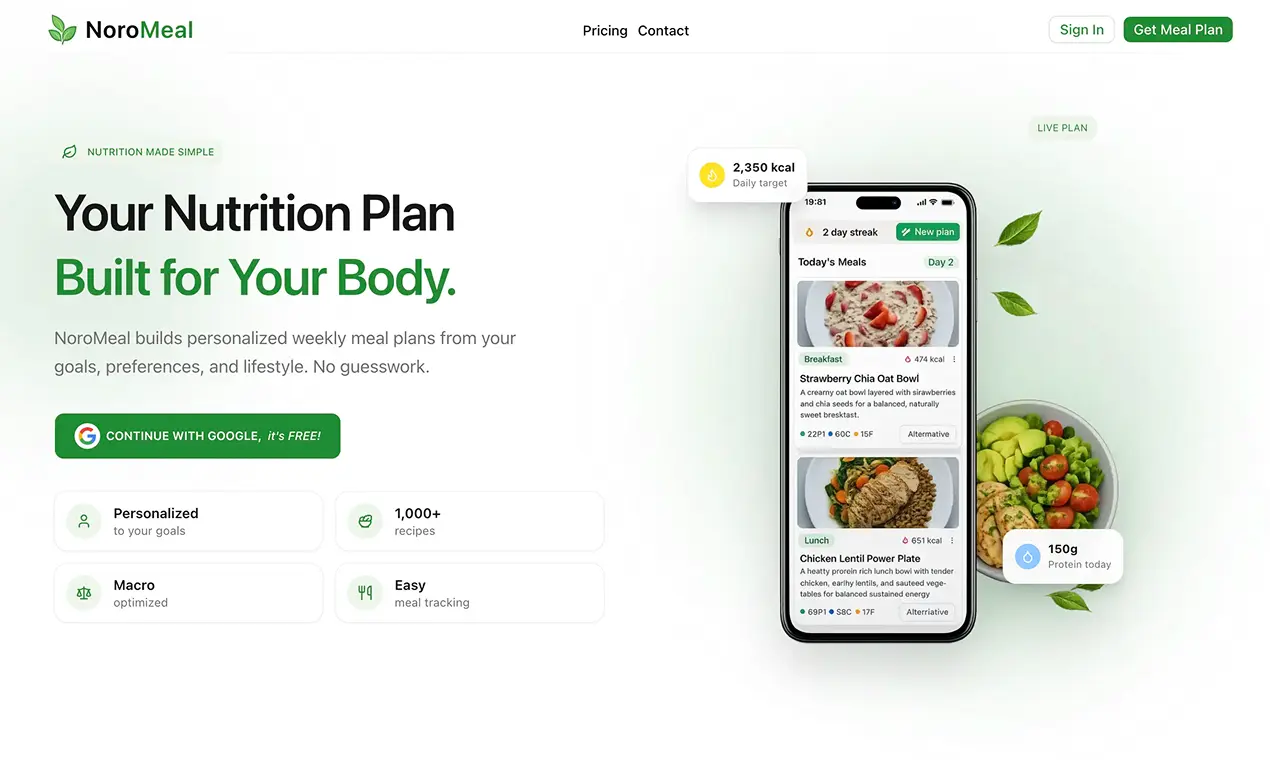 NoroMeal: Personalized Meal Planning Software