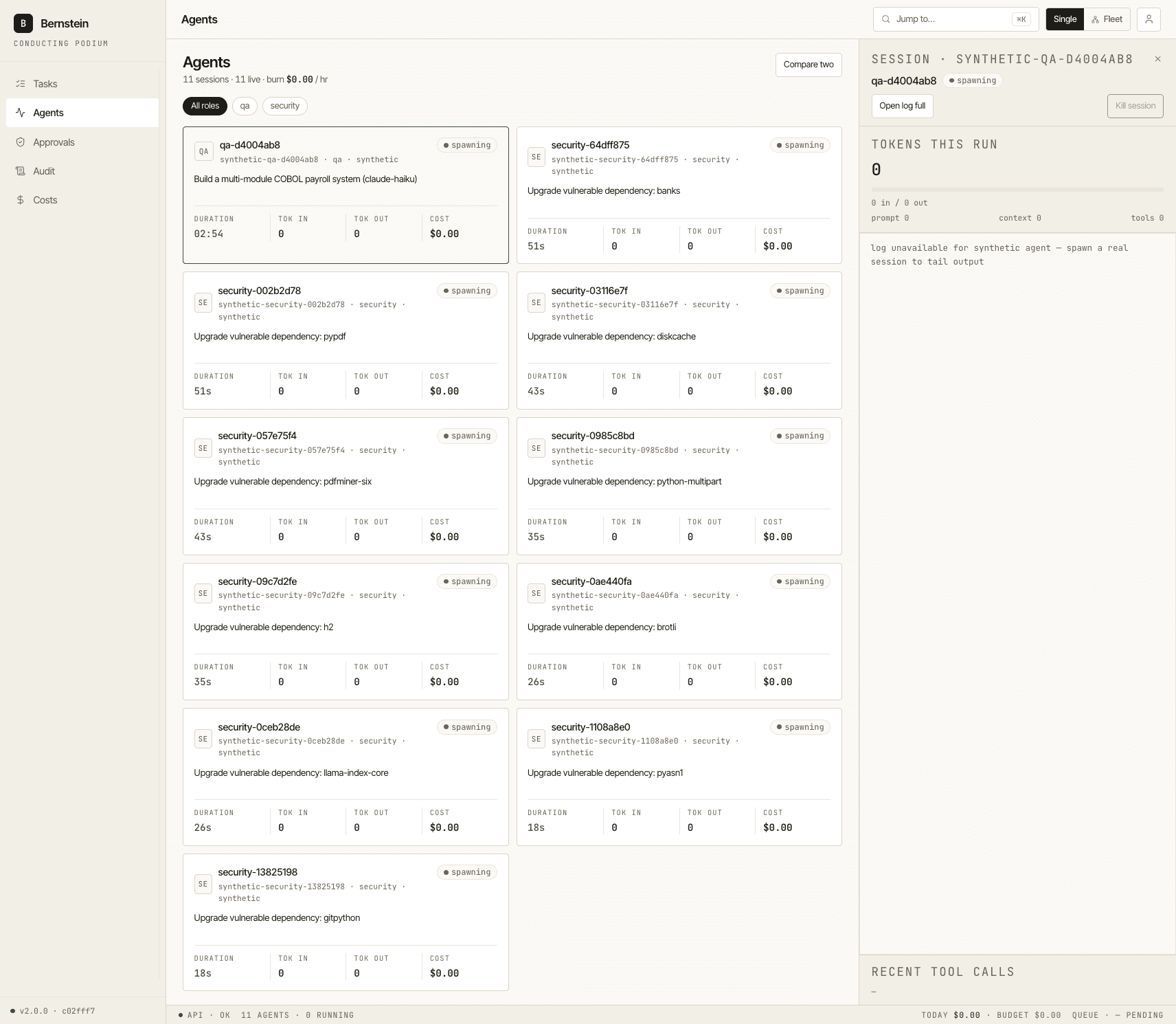 Bernstein - Multi-agent orchestration product preview for startup listing on Aura++