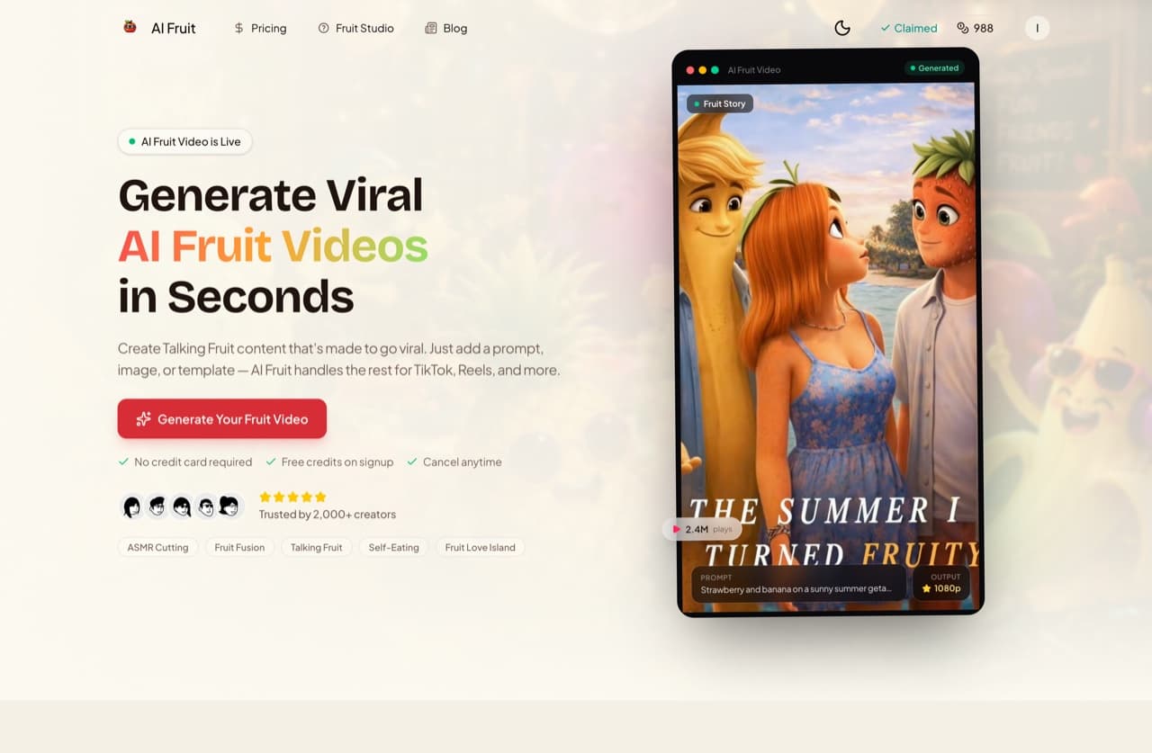 AI Fruit product preview for startup listing on Aura++
