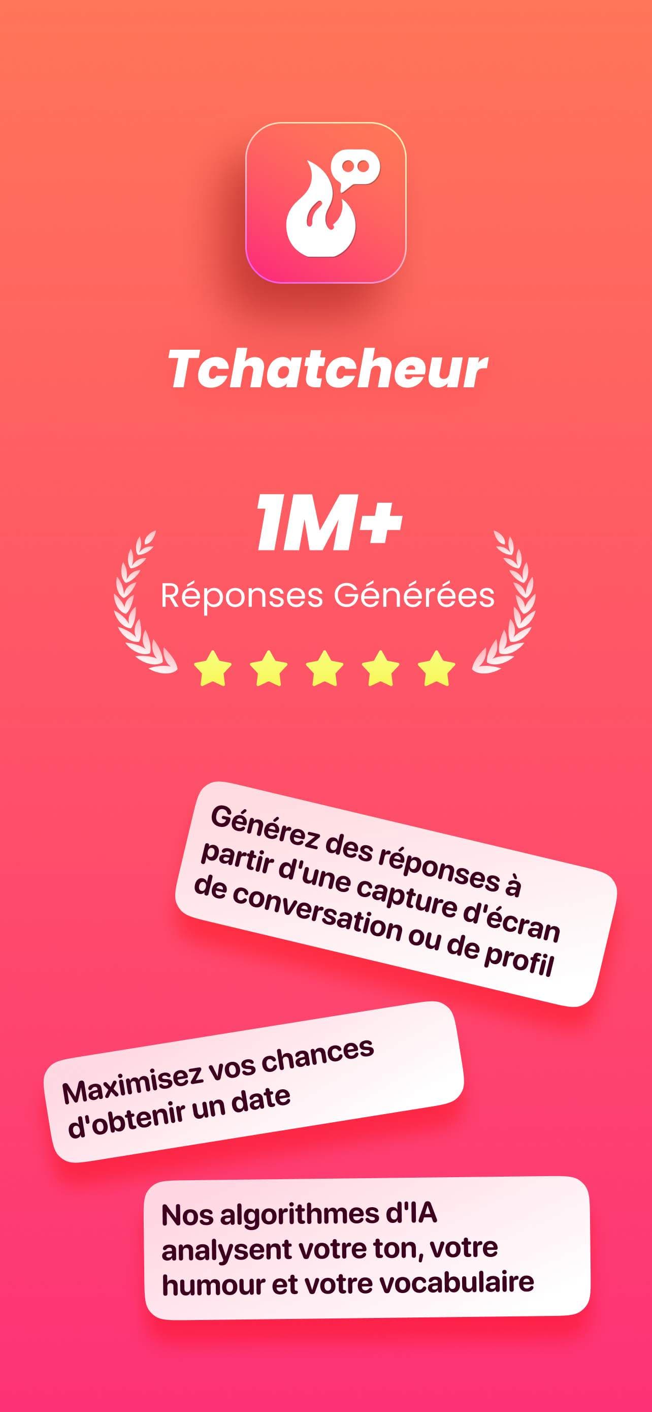 Rizz app - Tchatcheur product preview for startup listing on Aura++